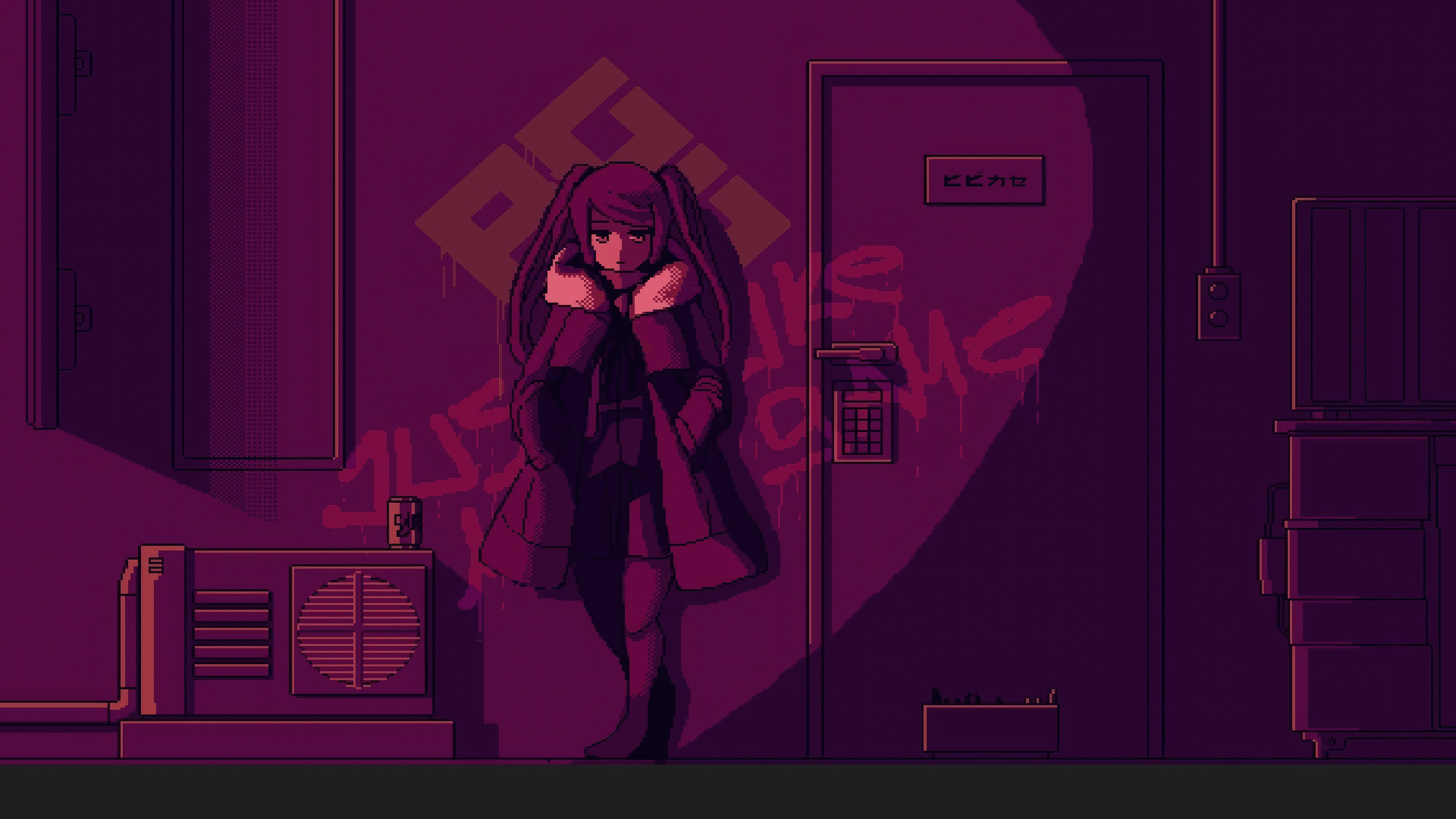 Girl in a coat in a dimly lit room, VA-11 Hall-A HD Wallpaper
