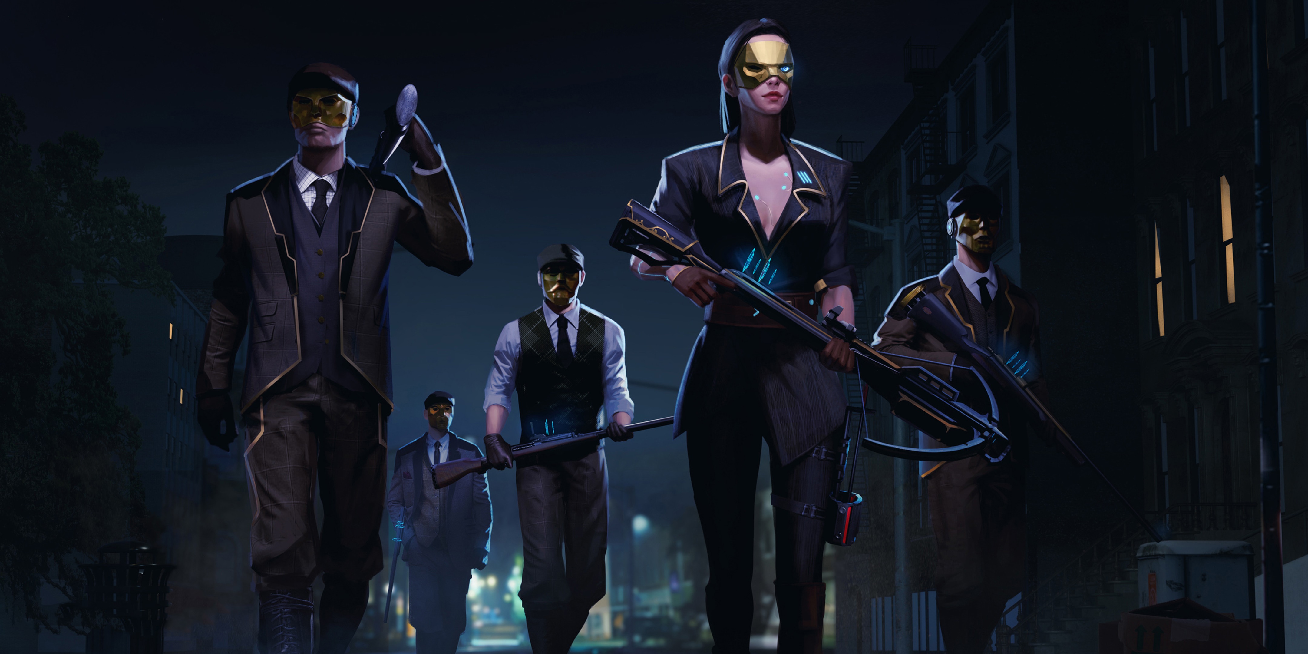 PUBG characters with golden masks and weapons HD Wallpaper