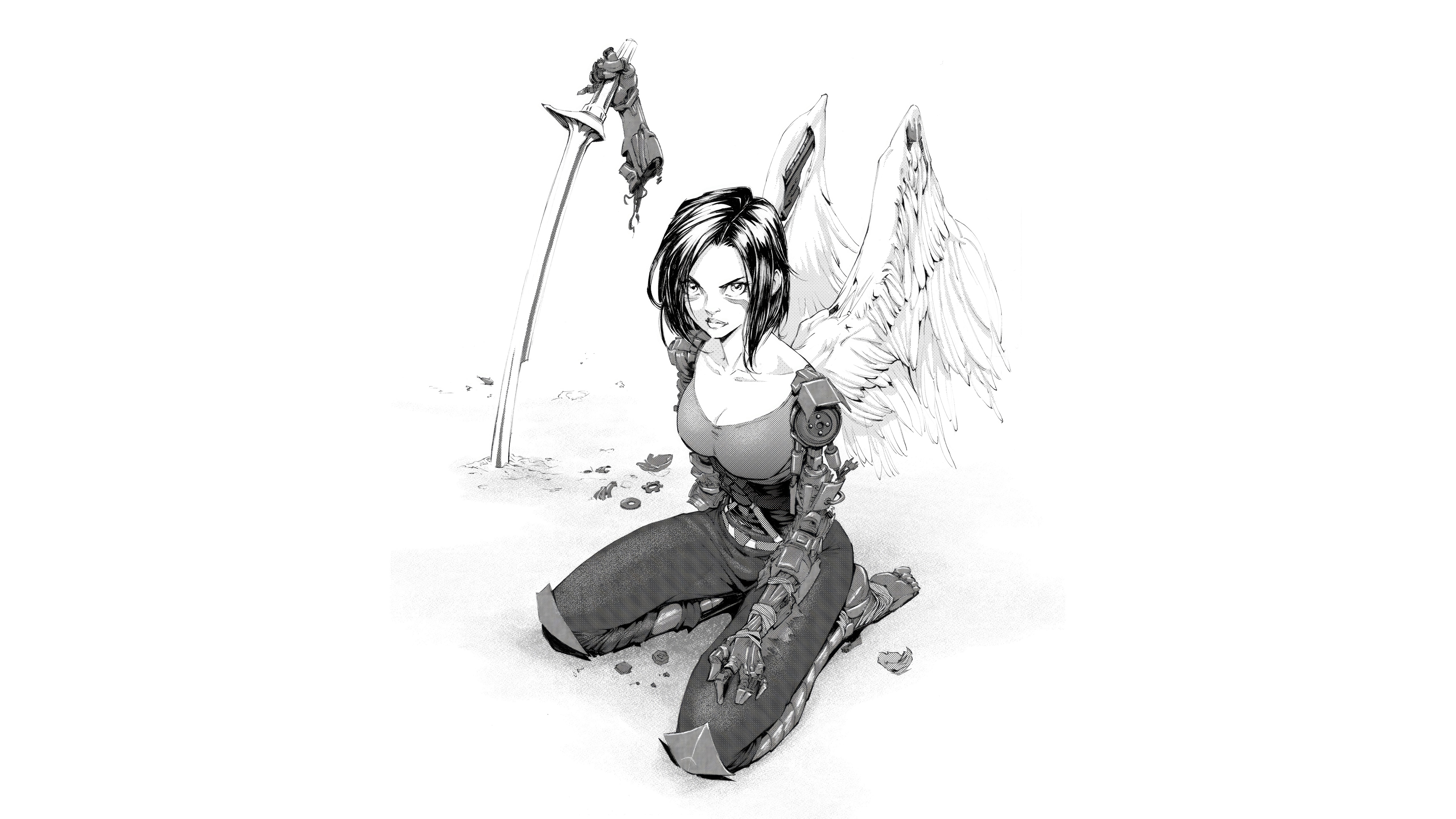Alita with Wings and Sword HD Wallpaper