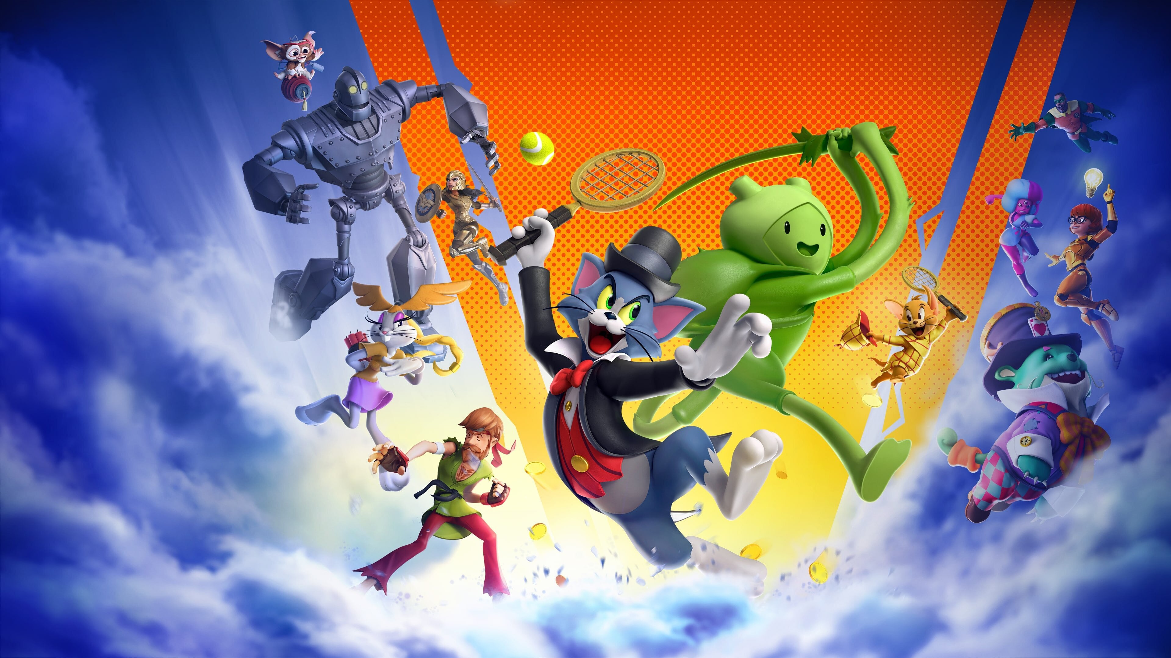 MultiVersus characters Tom, Finn, and Shaggy in action HD Wallpaper