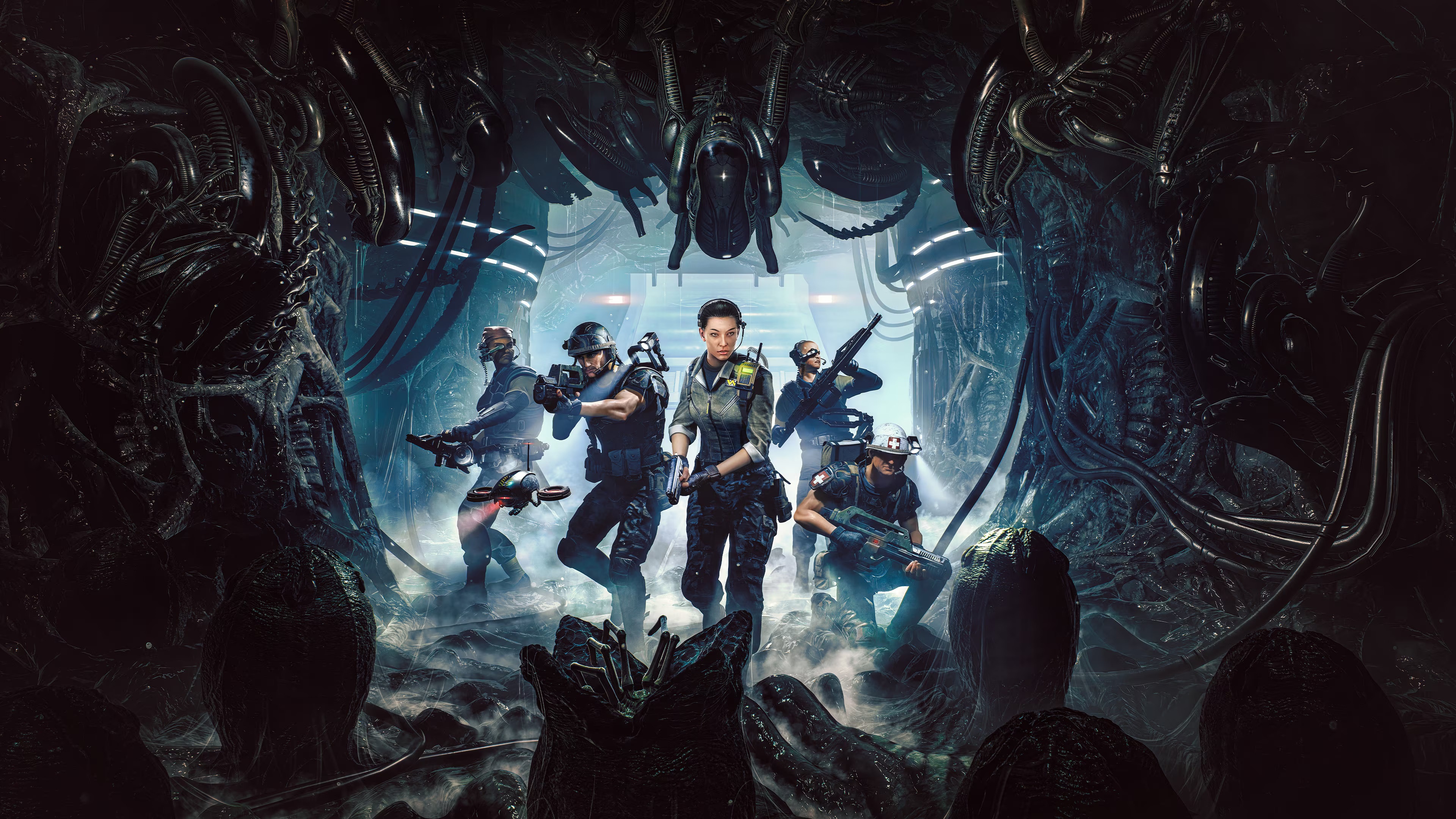 Aliens Dark Descent 4K game cover HD Wallpaper