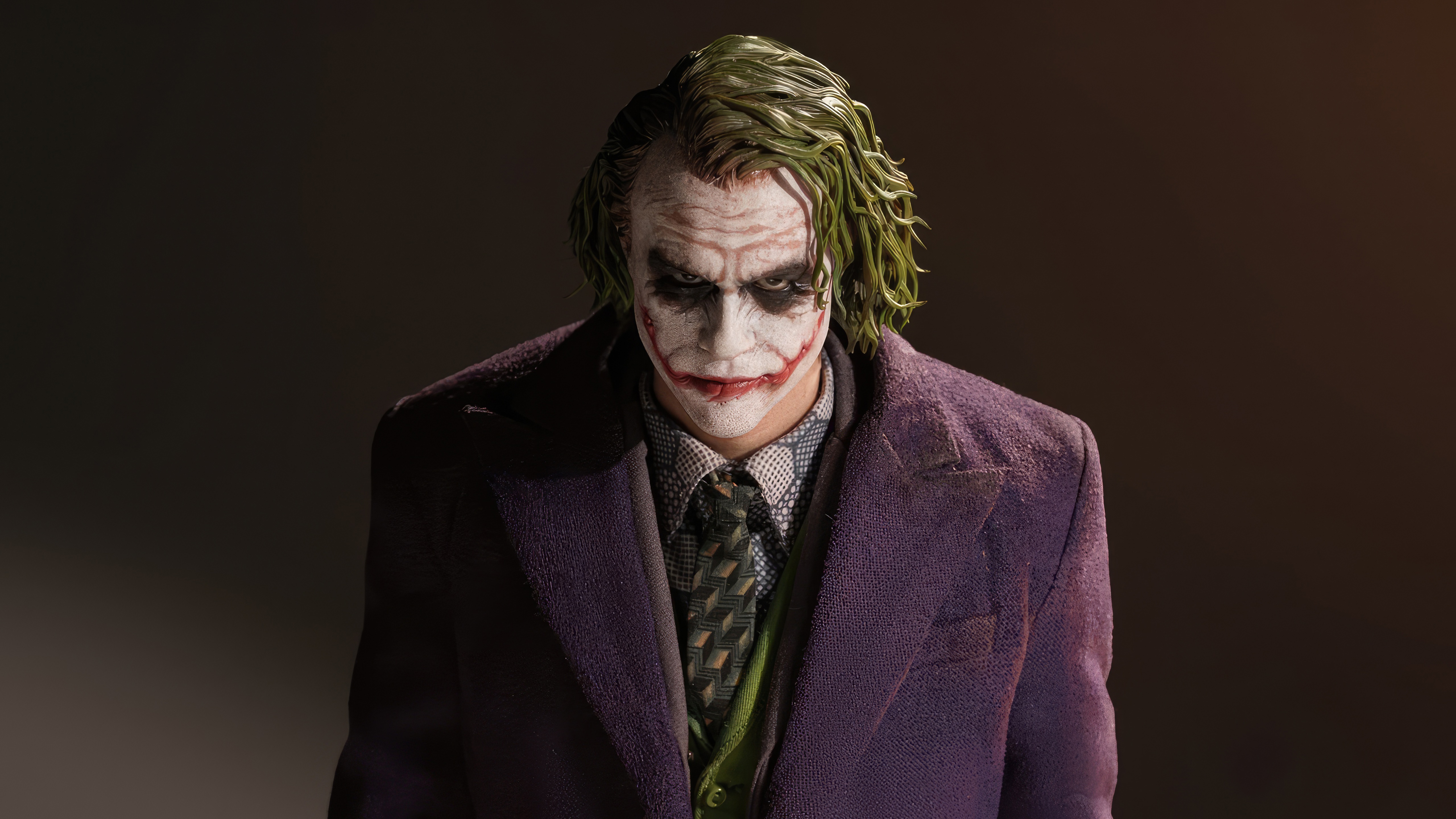 Heath Ledger's Joker in a purple suit HD Wallpaper