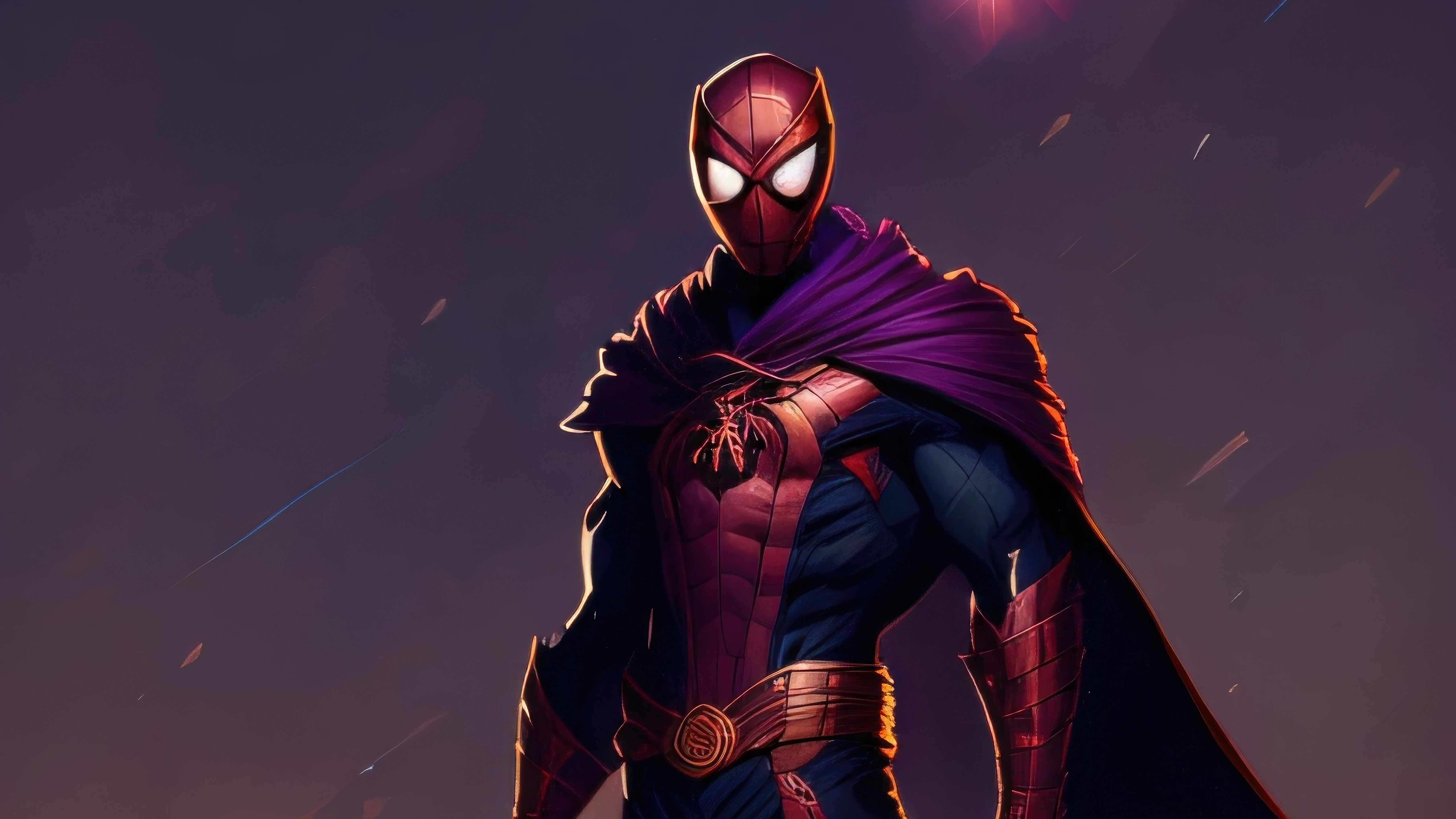 Spiderman Artwork with Purple Cape HD Wallpaper