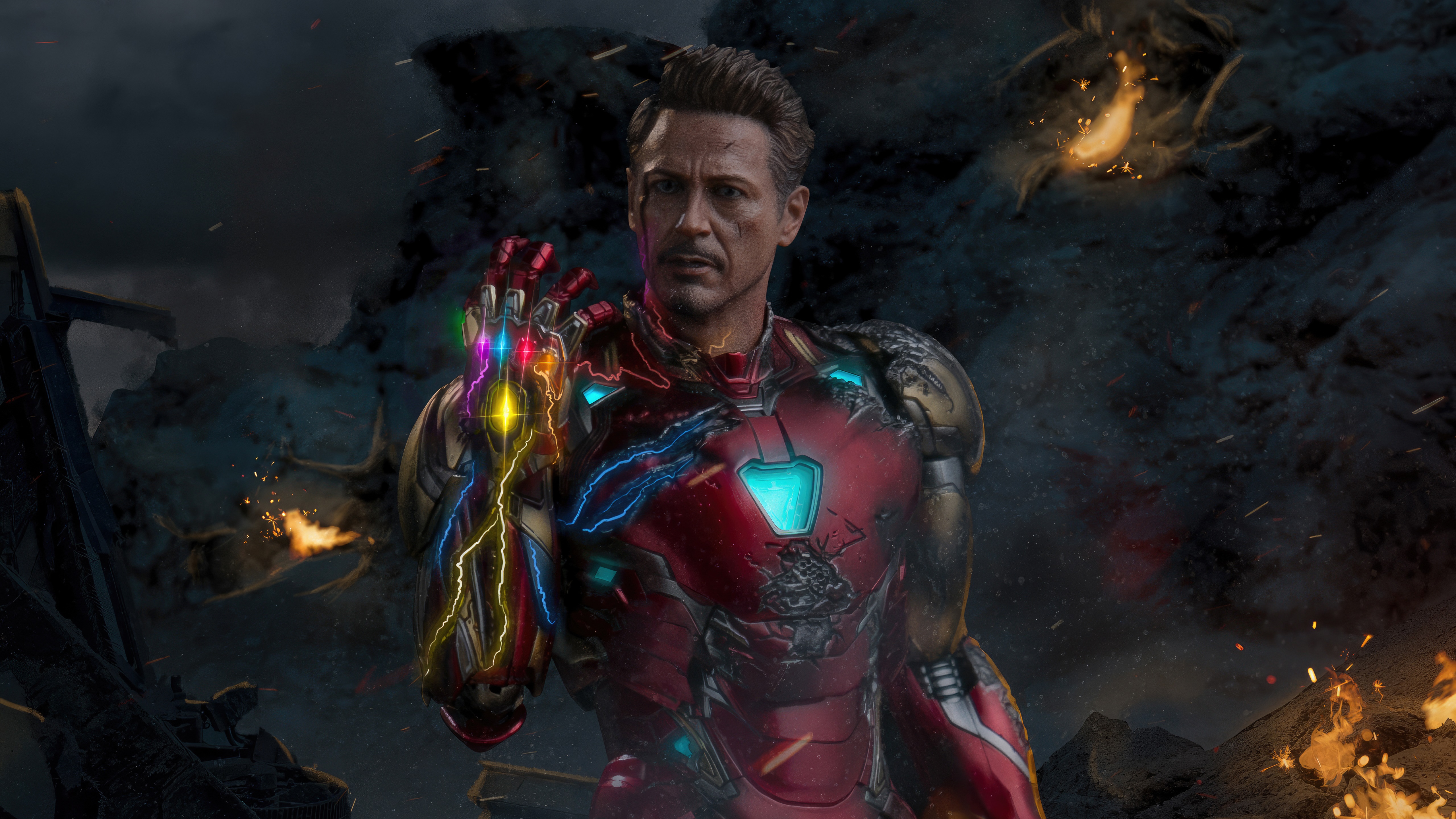 Iron Man with Infinity Gauntlet in 4K HD Wallpaper