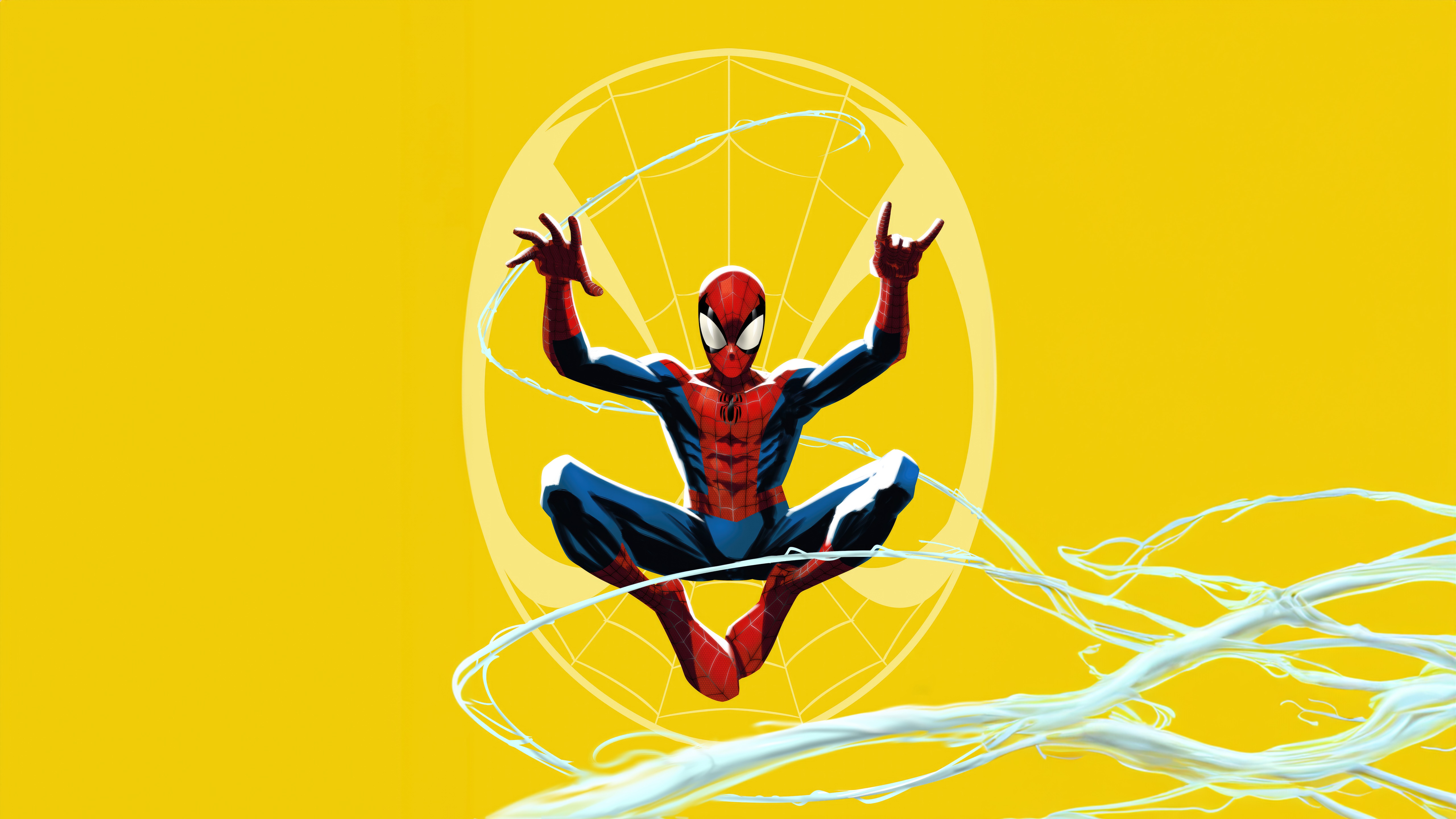 Spider-Man in Action with Web HD Wallpaper