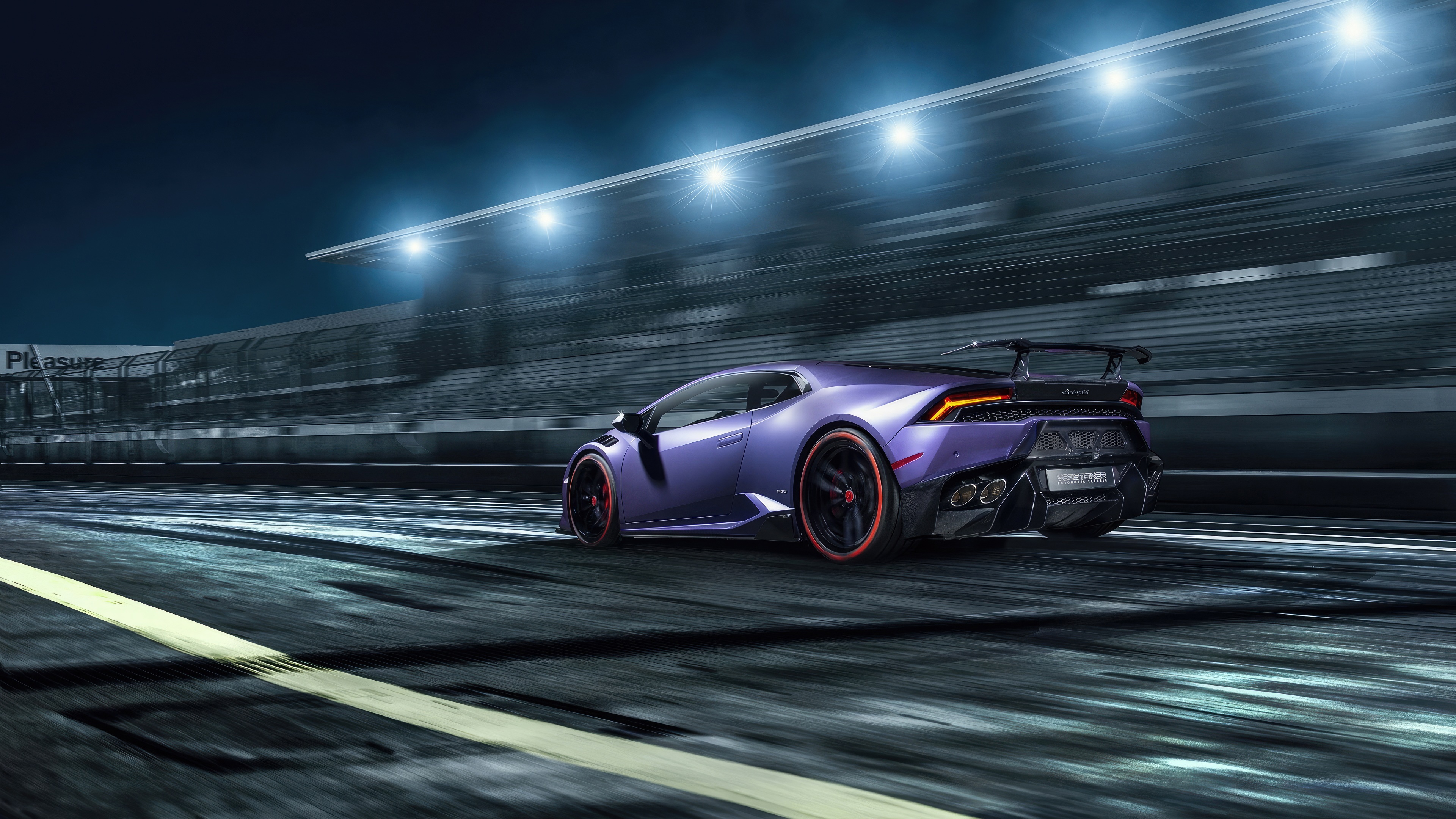 Purple Lamborghini Huracan on a race track 4K HD Wallpaper