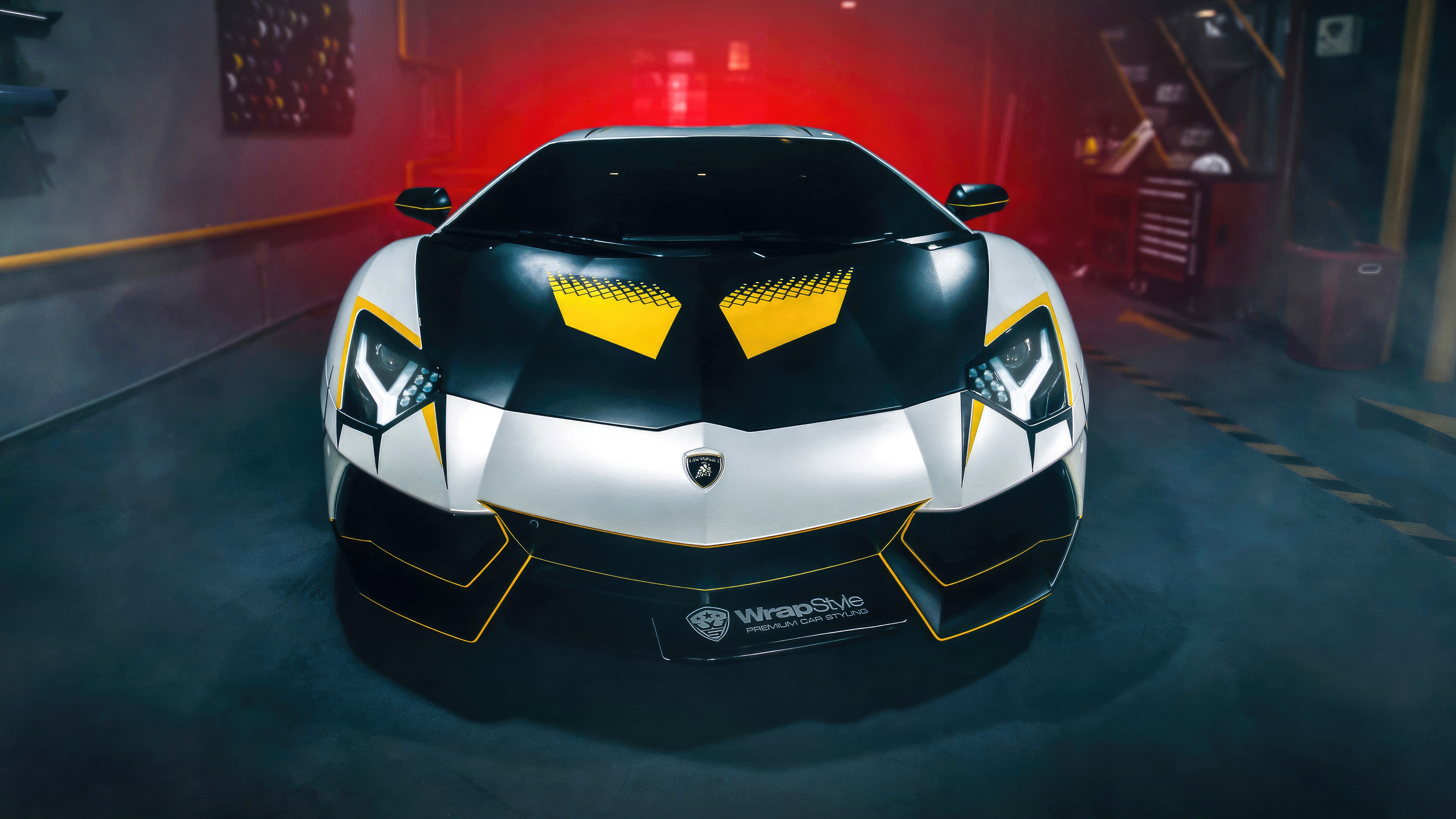 Lamborghini Aventador with custom wrap HD Wallpaper