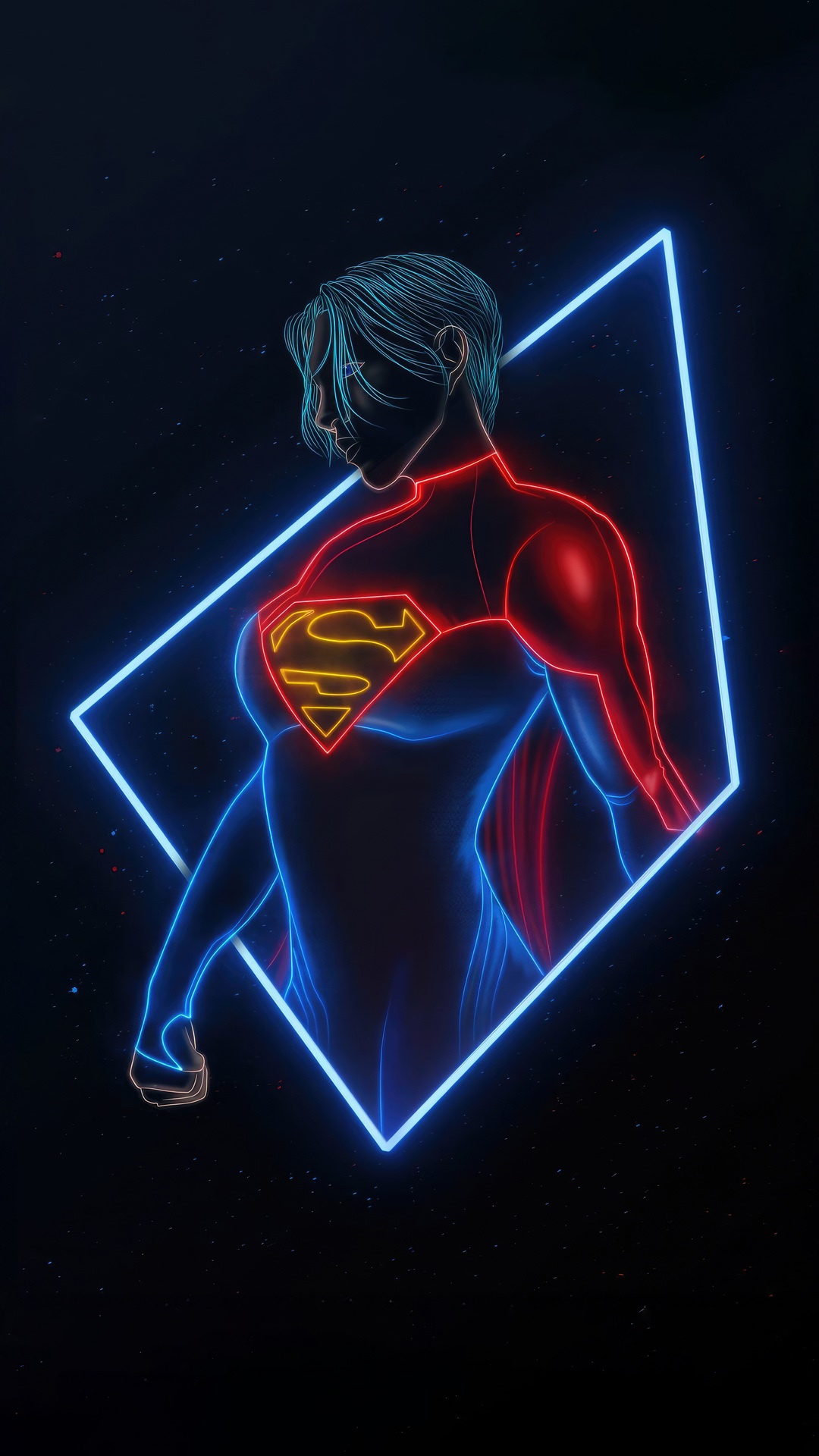 Supergirl Neon Artwork HD Phone Wallpaper