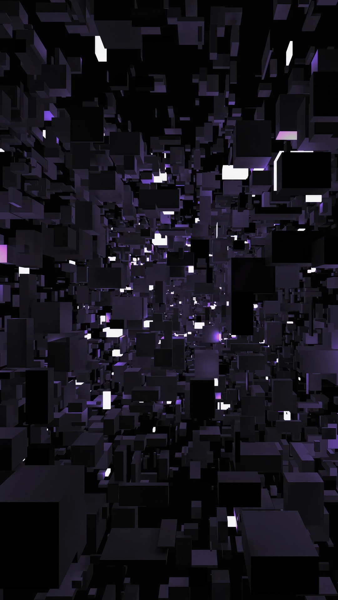 Abstract 3D digital art with purple and white lights HD Phone Wallpaper