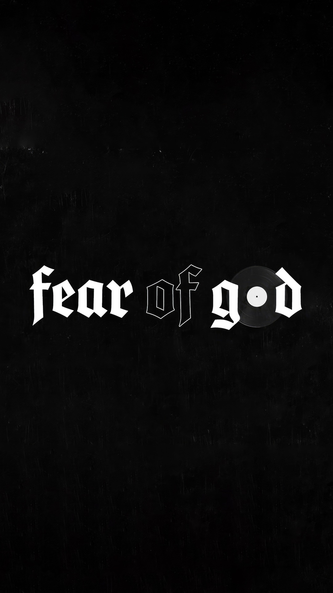 Fear of God text with vinyl record HD Phone Wallpaper