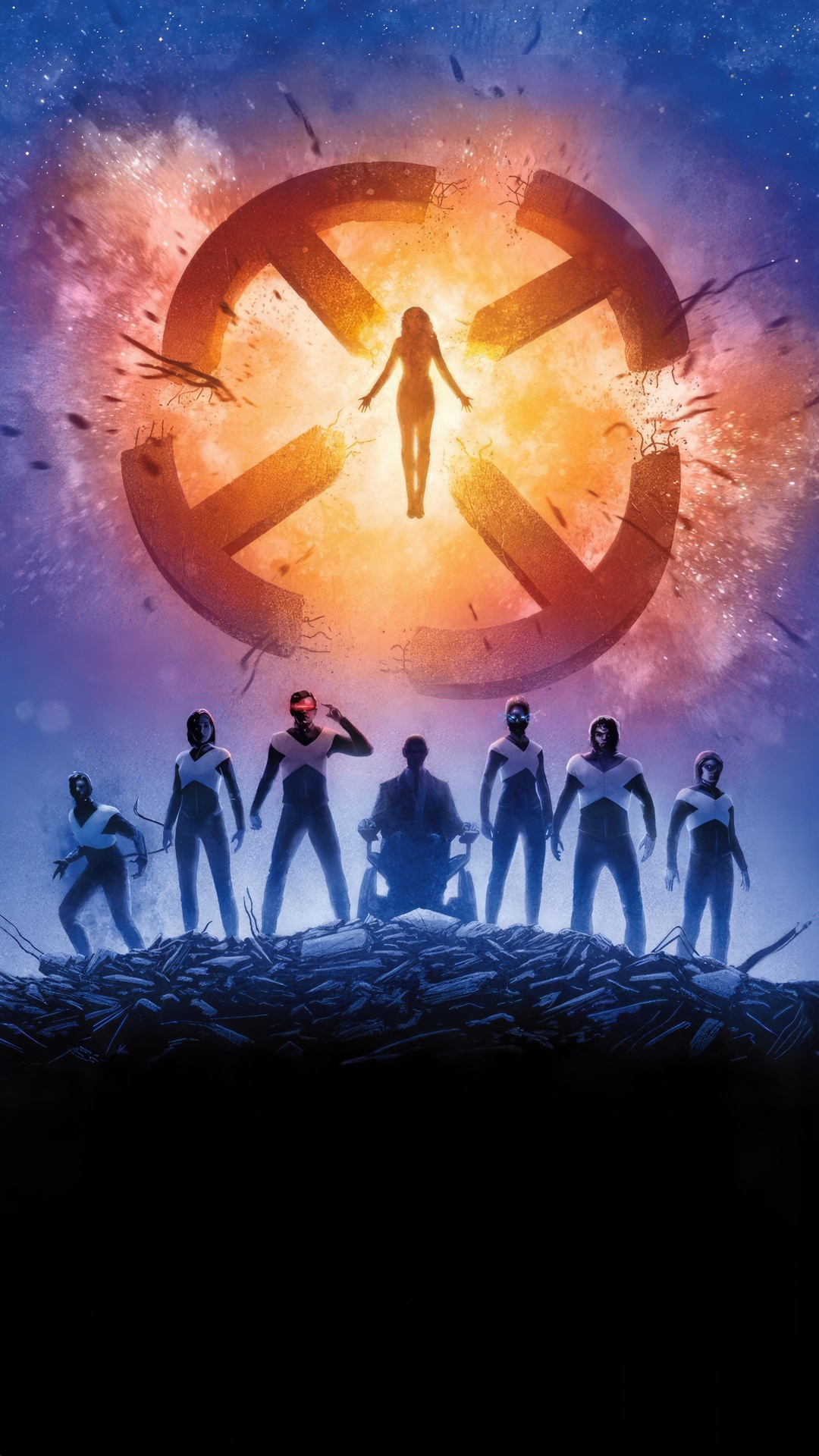 X-Men Dark Phoenix with Jean Grey and Professor X HD Phone Wallpaper