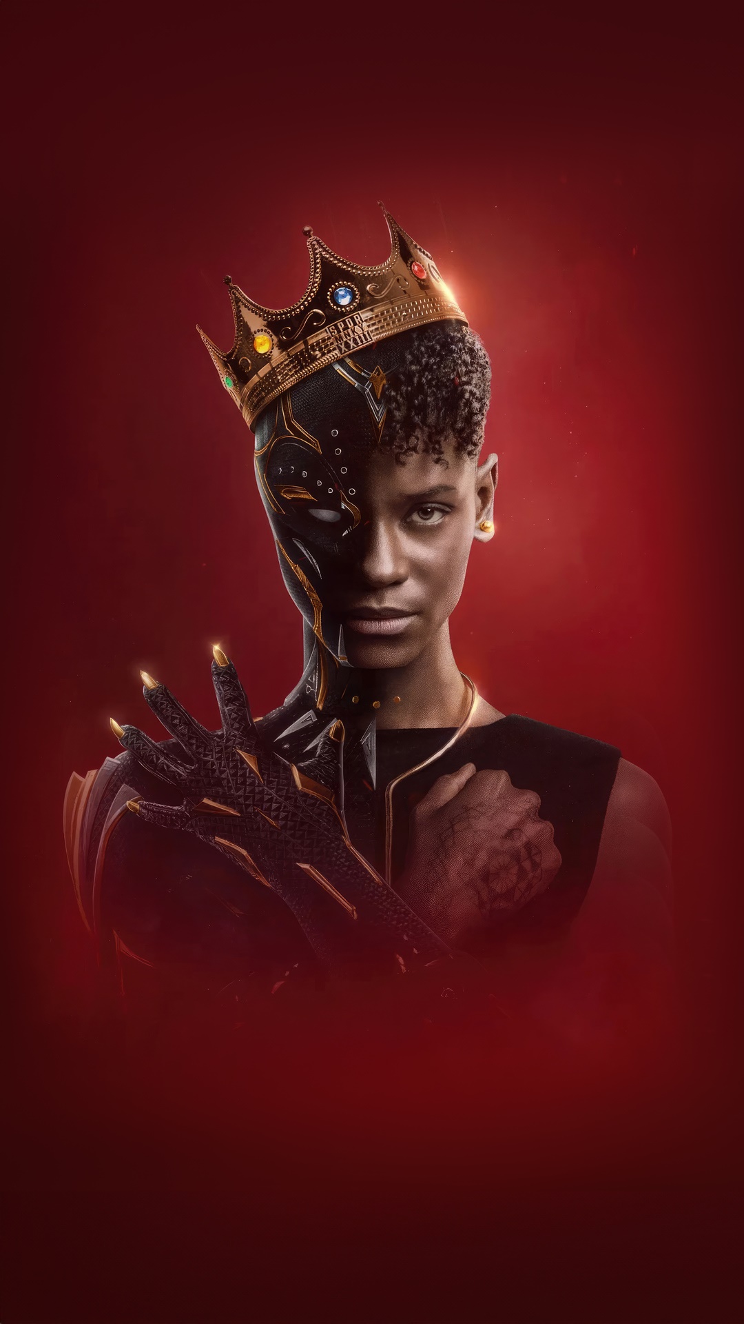 Shuri as Black Panther with a Crown HD Phone Wallpaper