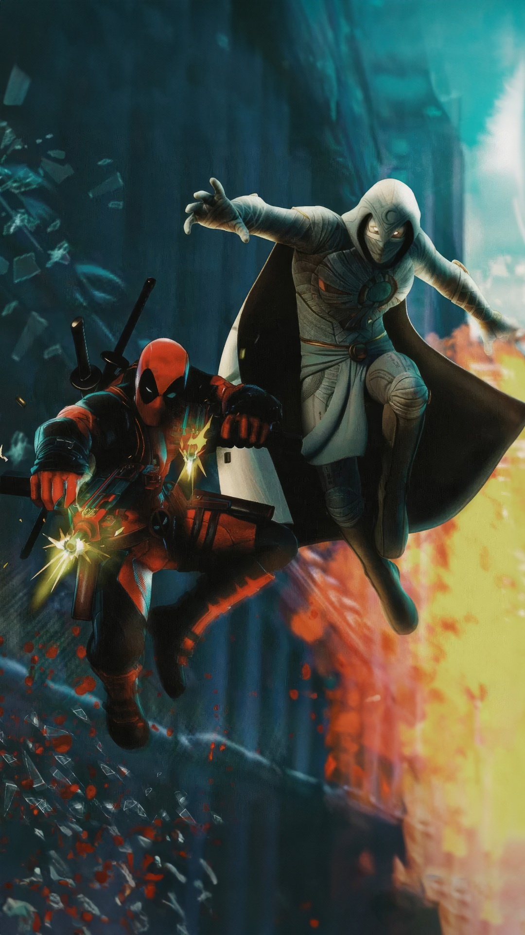 Deadpool and Moon Knight in Digital Art HD Phone Wallpaper