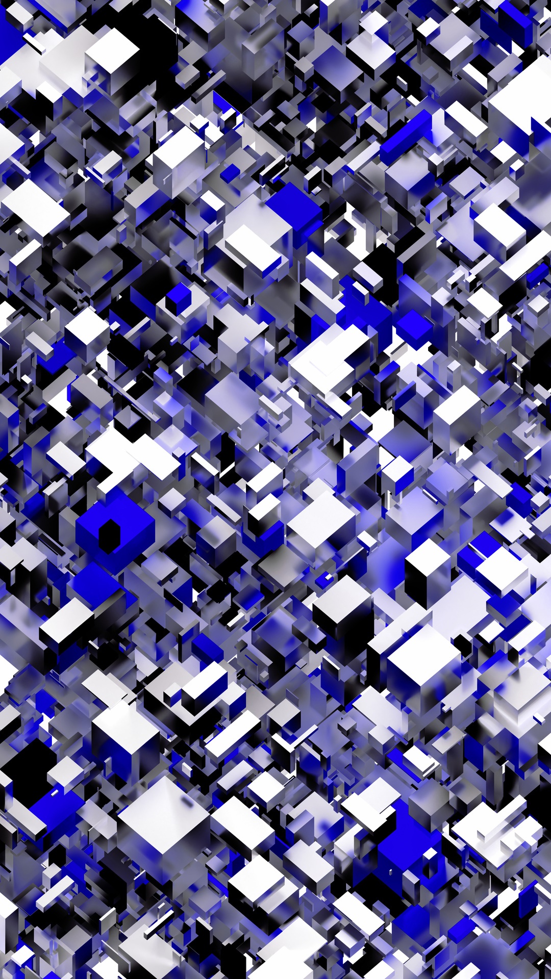 Abstract digital art with blue and white cubes HD Phone Wallpaper