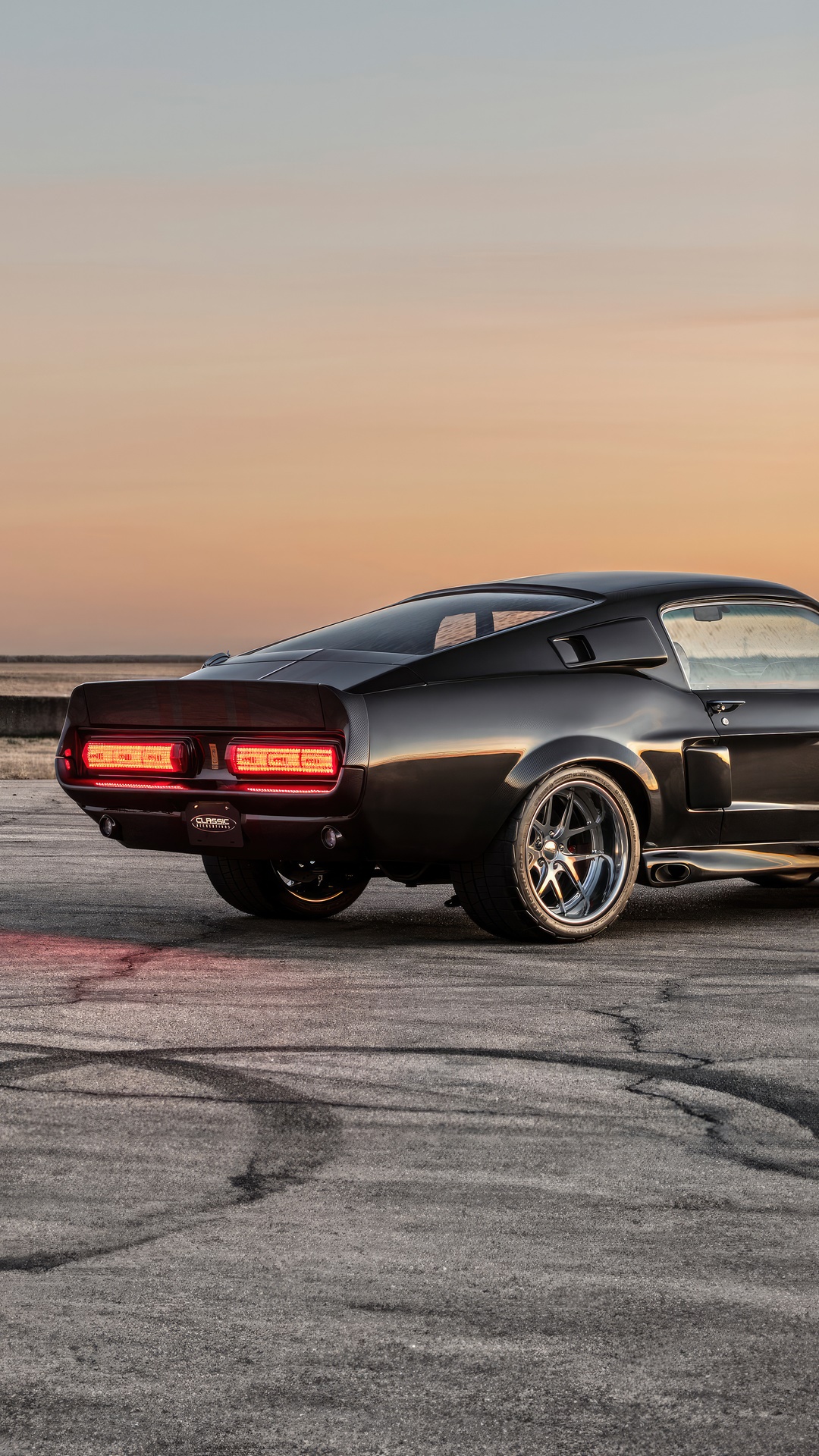 Black Ford Mustang Shelby GT500 rear view HD Phone Wallpaper