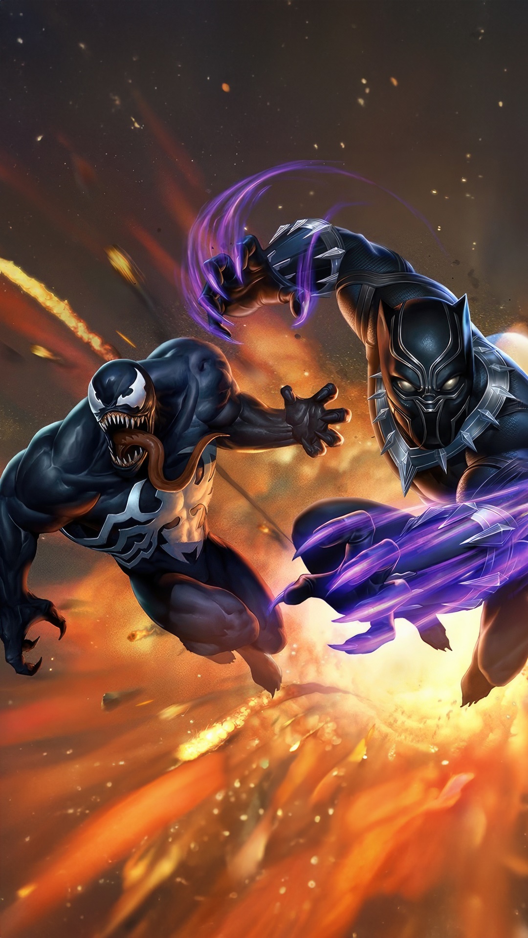 Venom and Black Panther fighting HD Phone Wallpaper