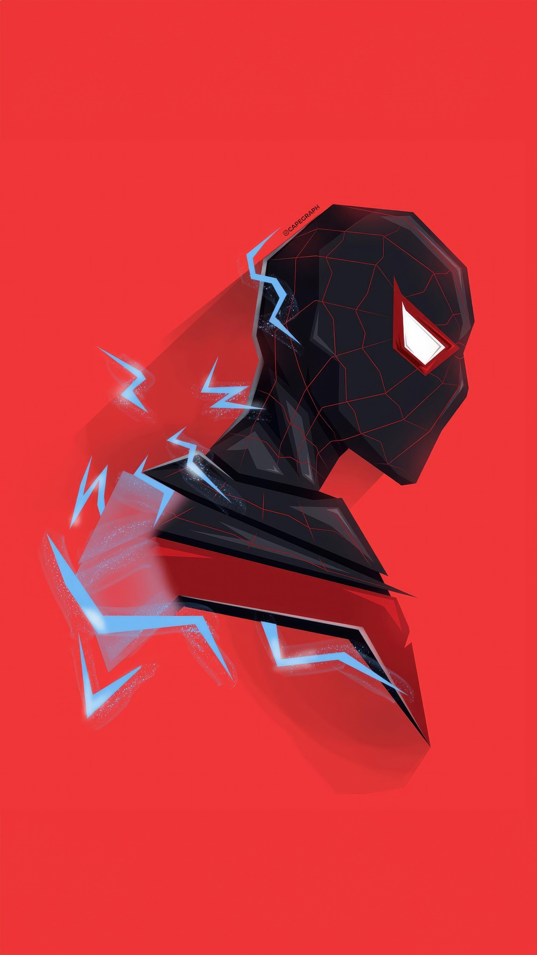 Miles Morales Spider-Man artwork with red background HD Phone Wallpaper