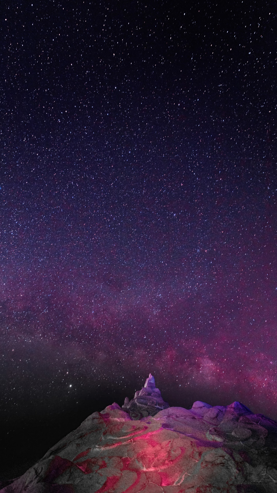 Mountain peak under a starry night sky HD Phone Wallpaper