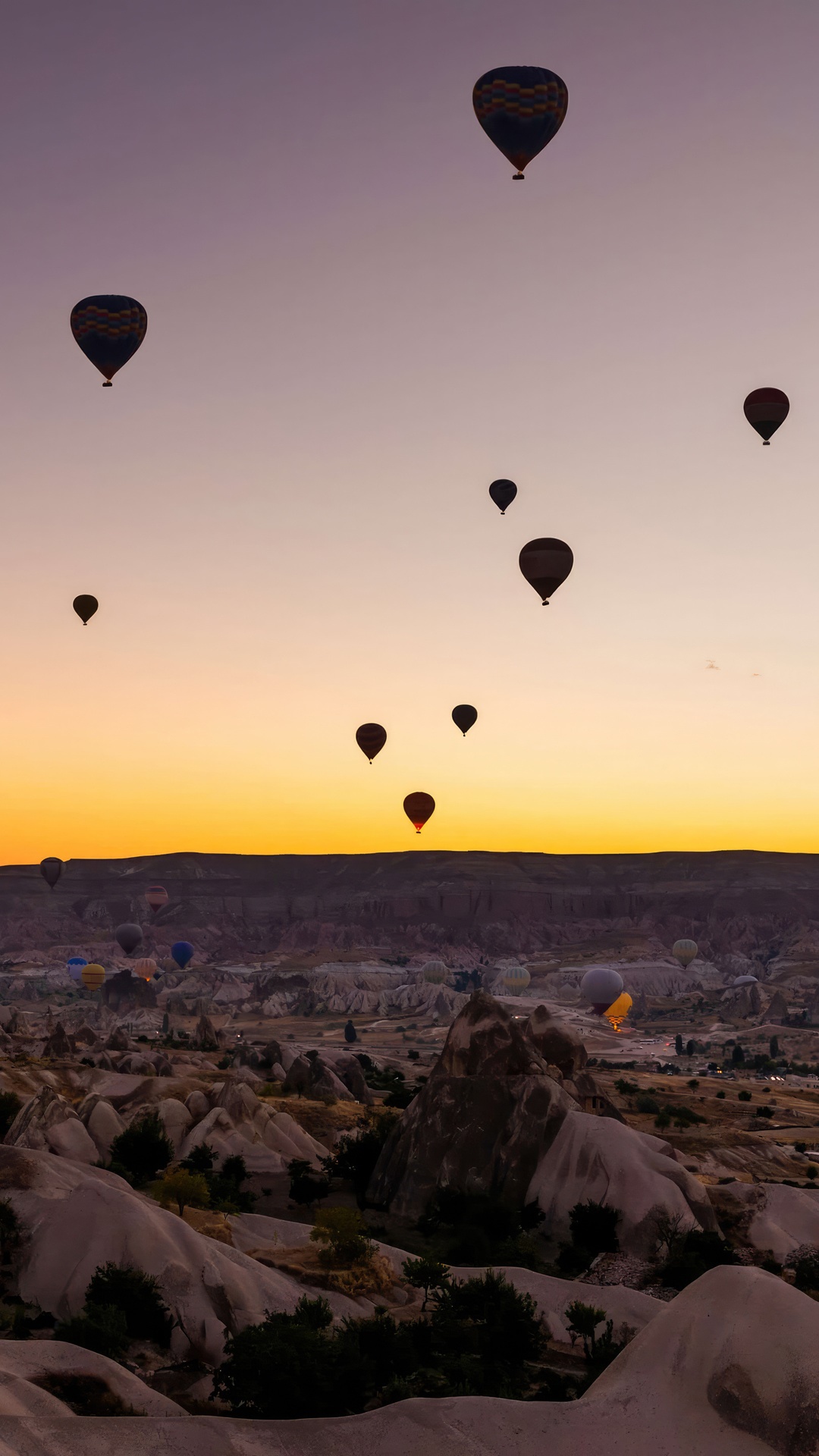 Hot air balloons over Cappadocia at sunrise HD Phone Wallpaper