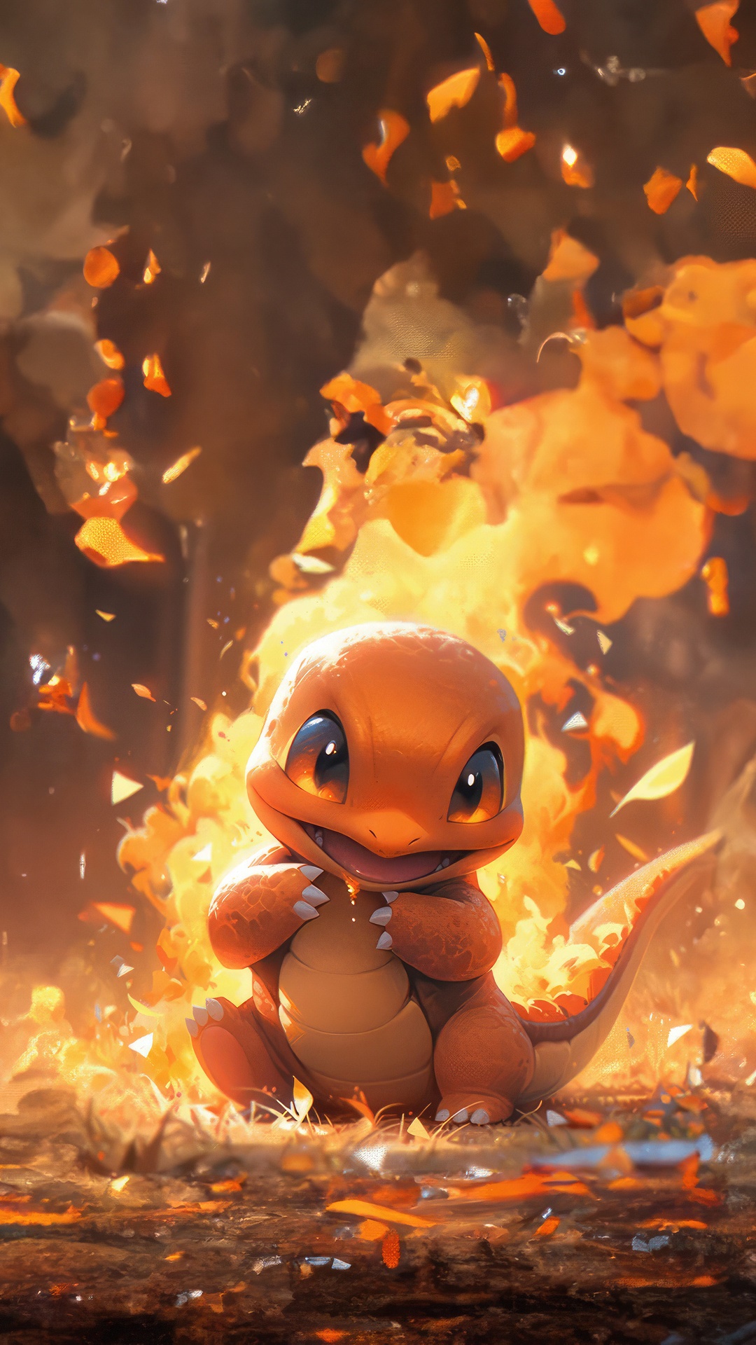 Charmander in a fiery explosion, digital art HD Phone Wallpaper