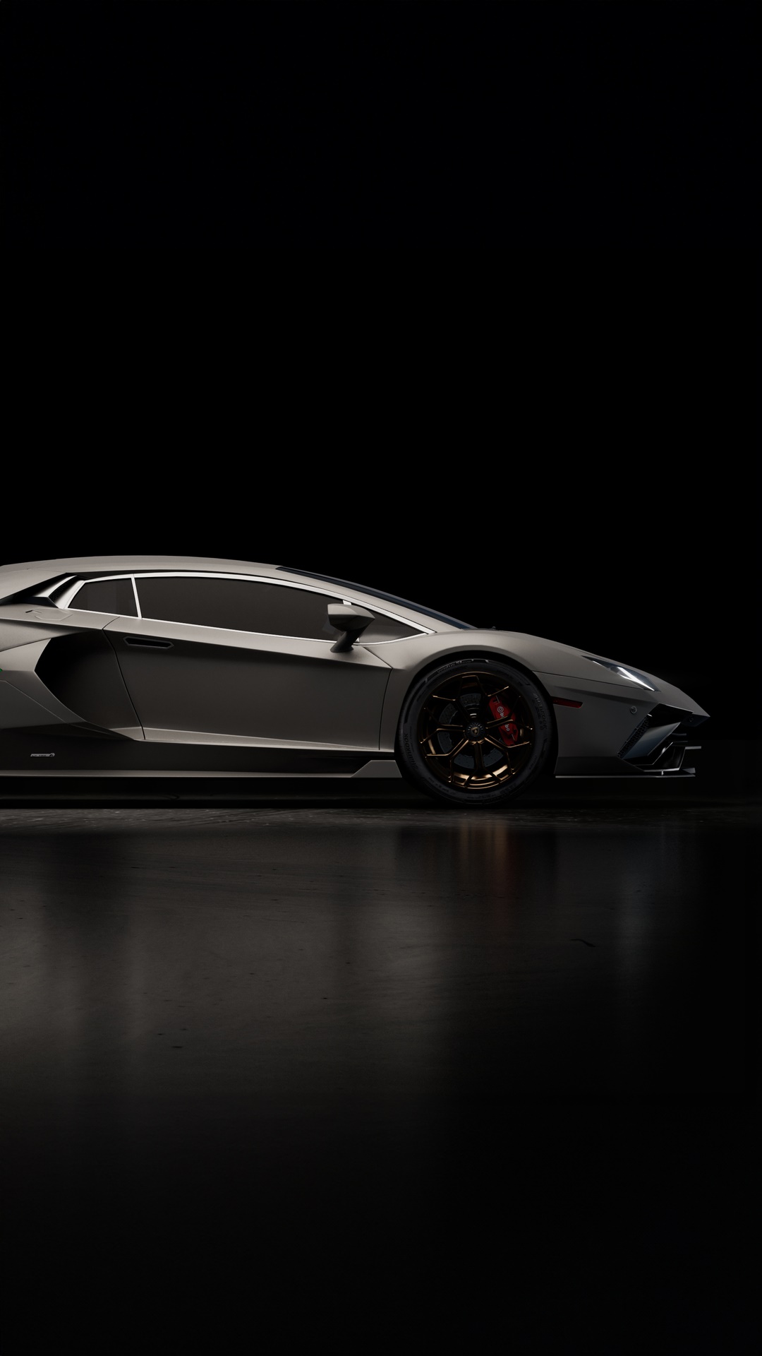 Lamborghini Aventador parked on a reflective surface HD Phone Wallpaper