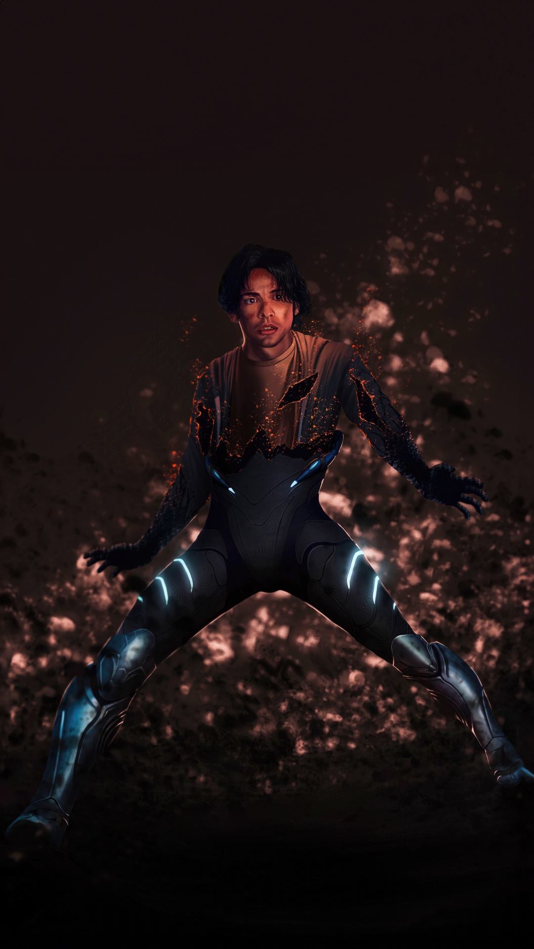 Blue Beetle in a futuristic suit HD Phone Wallpaper