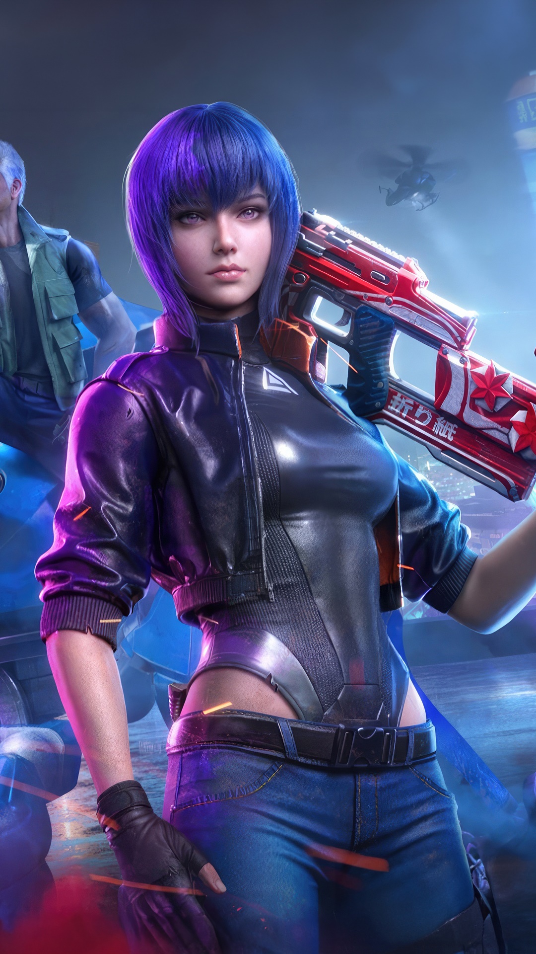 Ghost in the Shell Mobile Game Character with Gun HD Phone Wallpaper