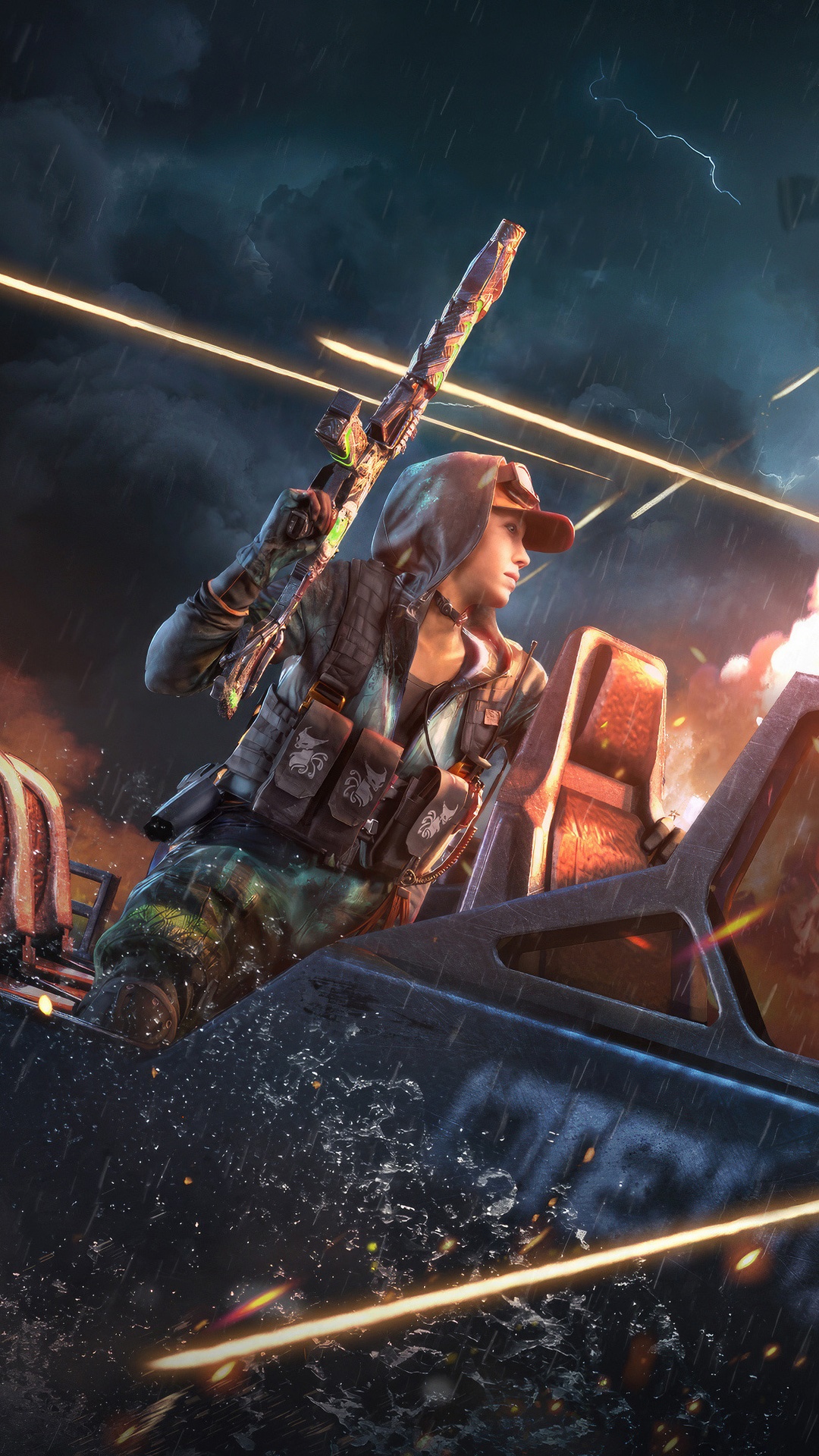 Call of Duty Mobile character in a vehicle HD Phone Wallpaper
