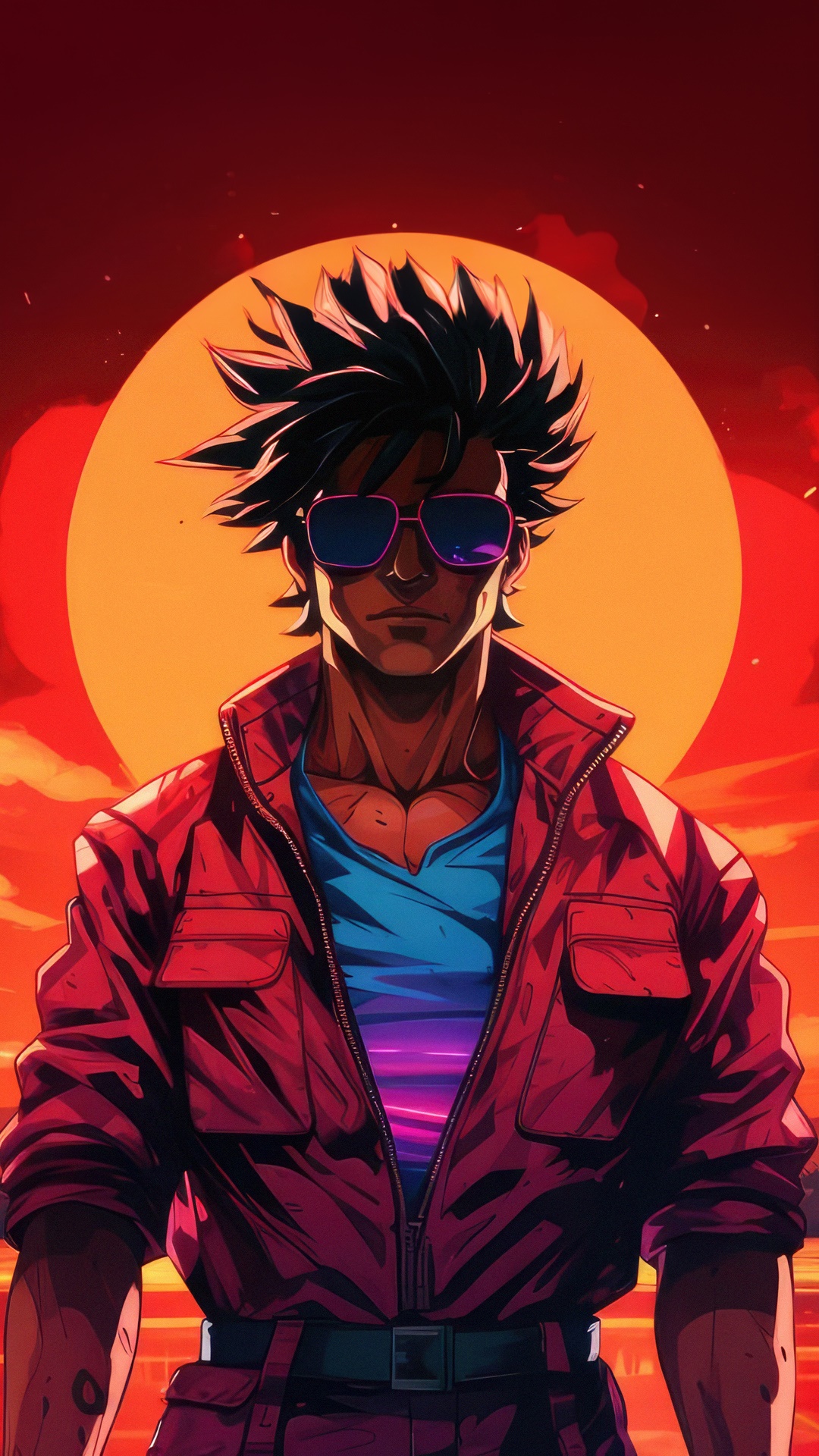 Anime man with spiky hair and sunglasses HD Phone Wallpaper