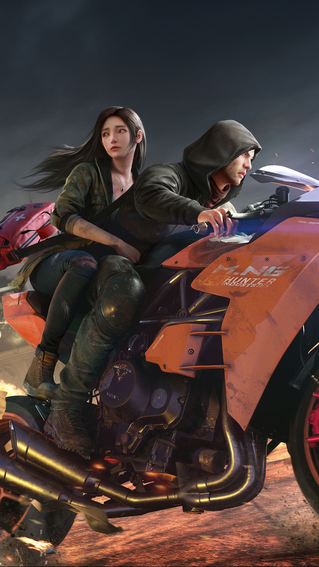 Undawn: Two survivors on a motorcycle HD Phone Wallpaper
