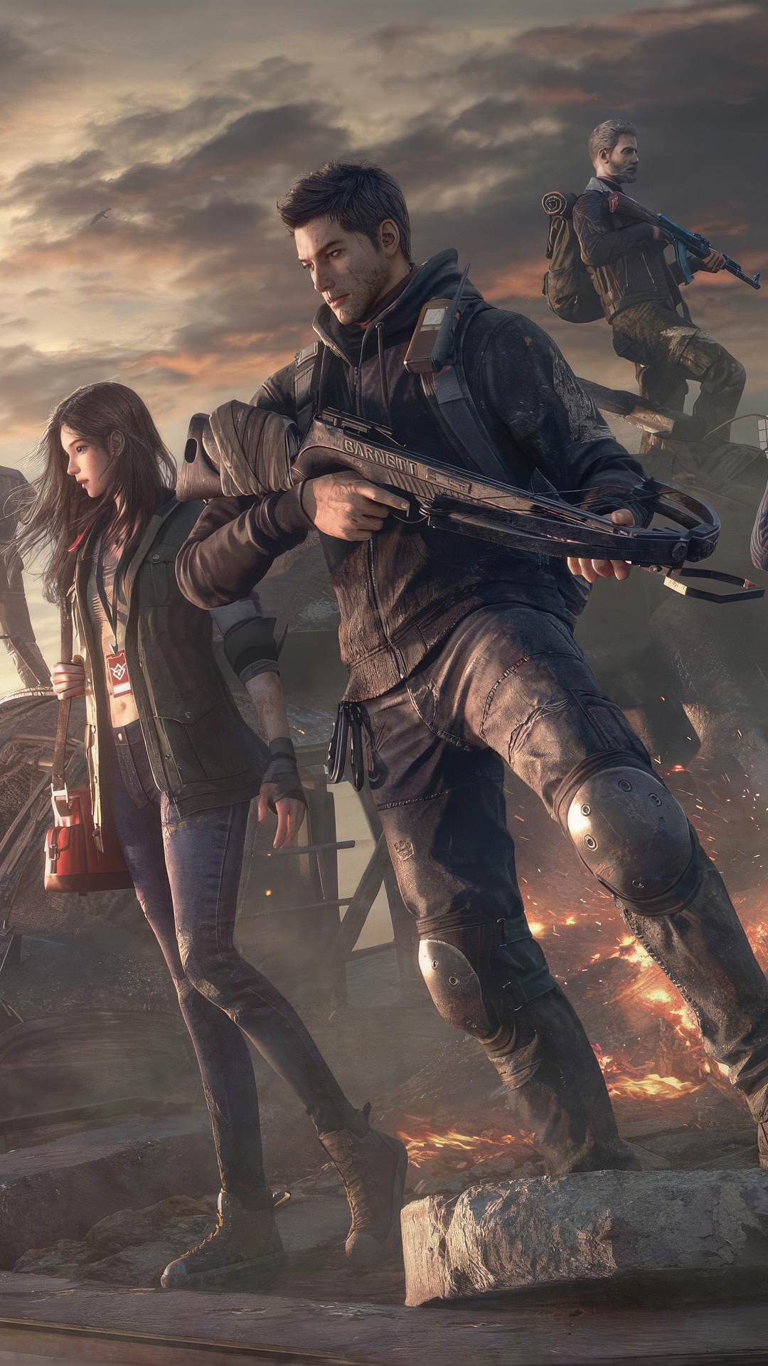 Undawn characters with crossbow and rifle HD Phone Wallpaper