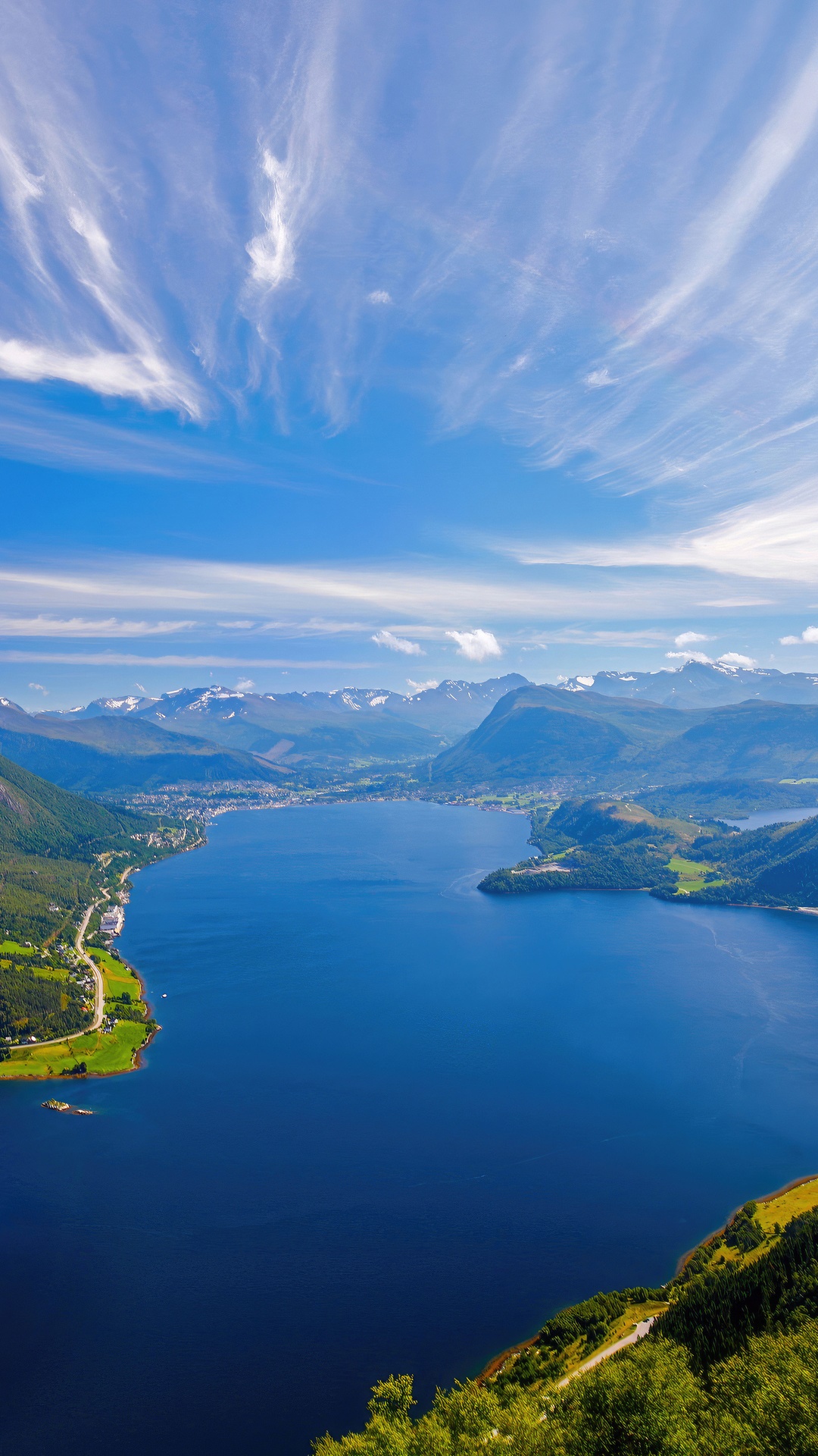 Norway fjord with mountains and blue sky HD Phone Wallpaper