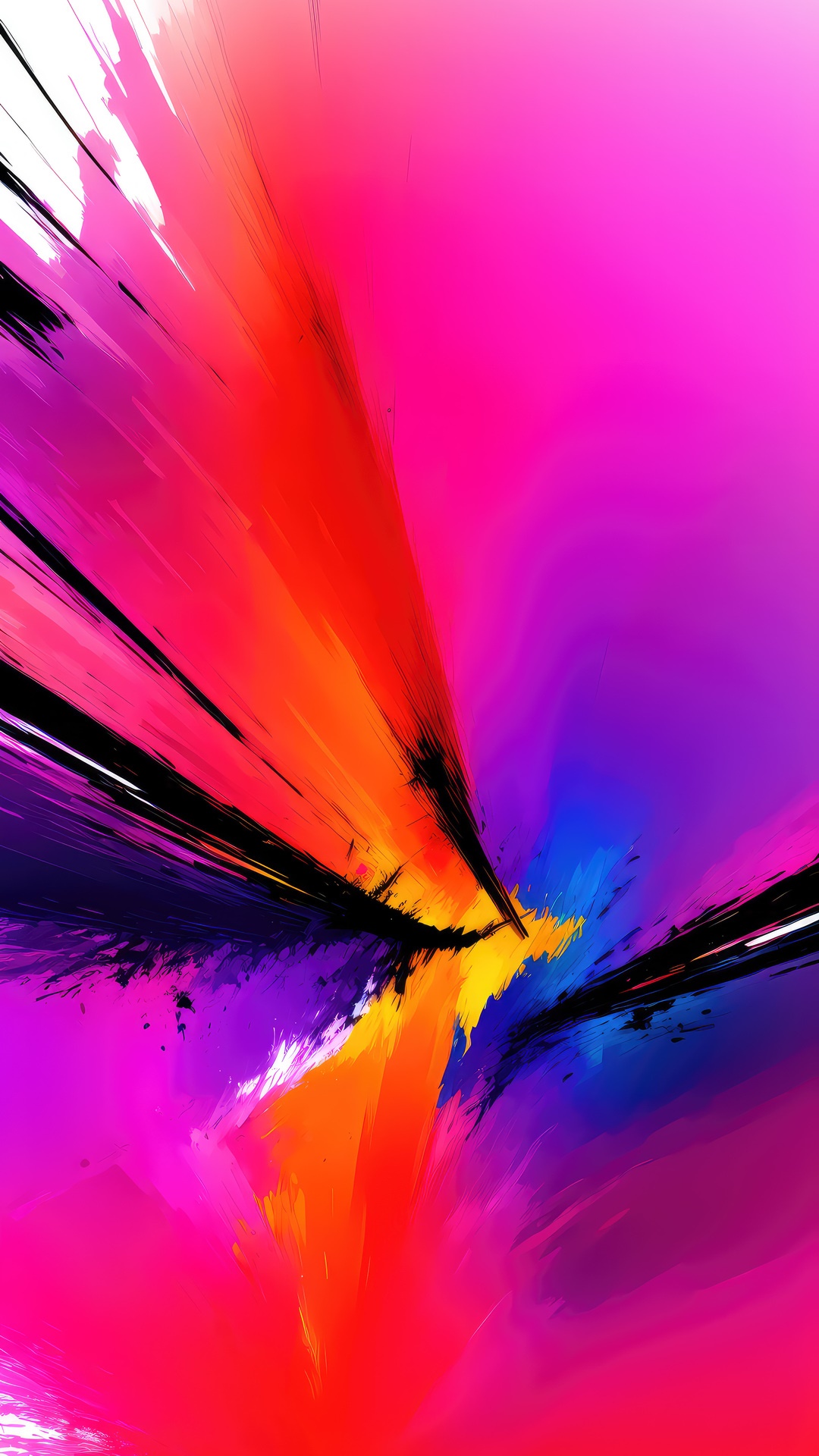Abstract artwork with vibrant colors and dynamic strokes HD Phone Wallpaper