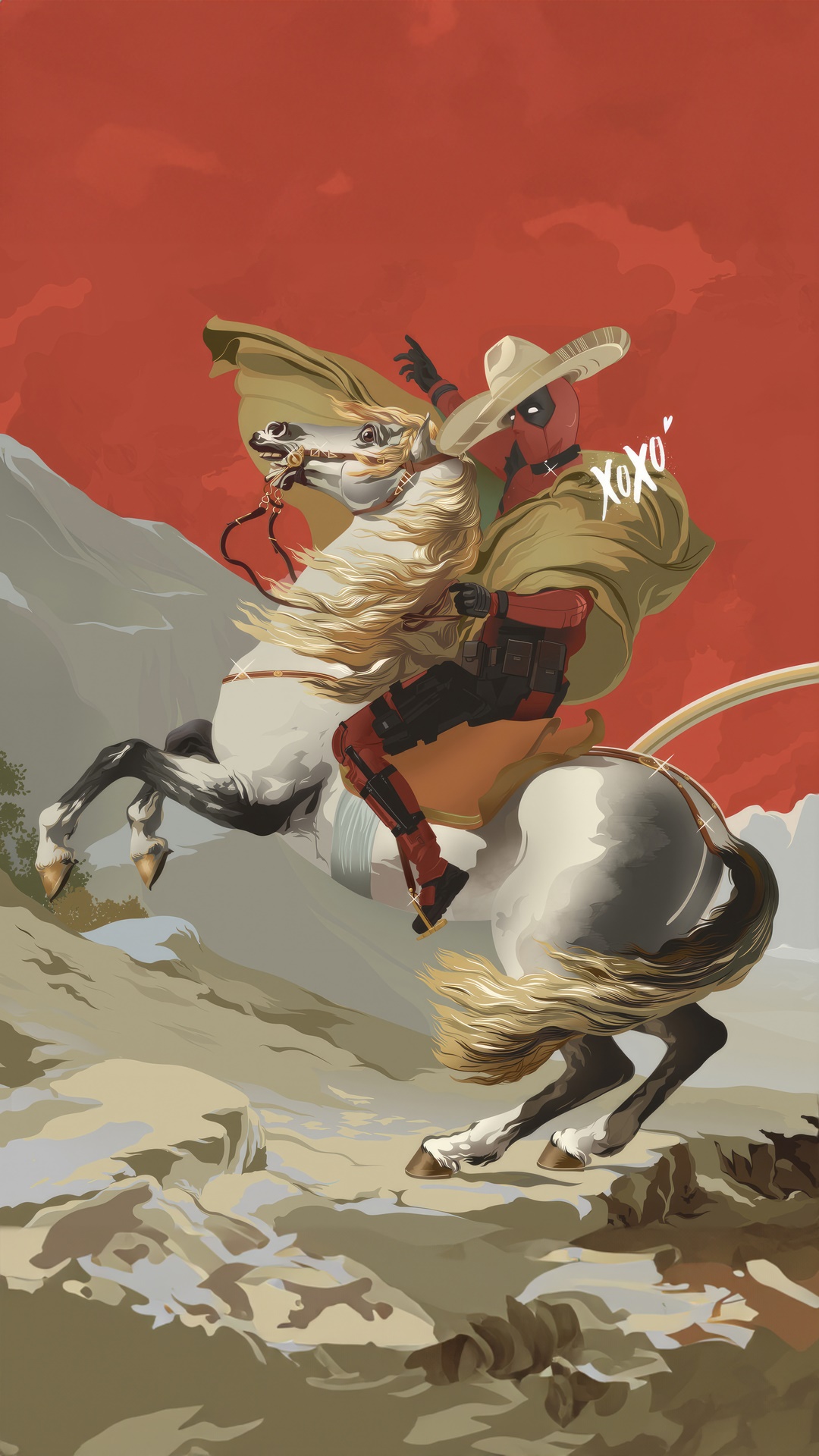 Deadpool as Napoleon on a Horse HD Phone Wallpaper