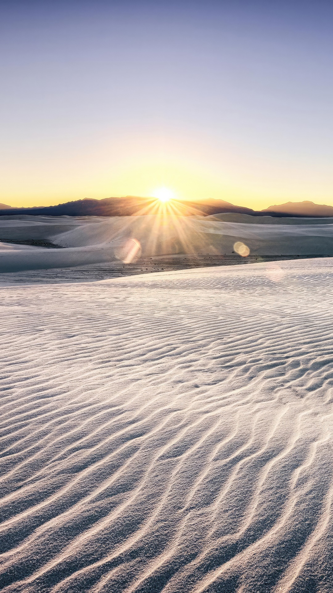 Sunrise over White Sands National Park dunes HD Phone Wallpaper