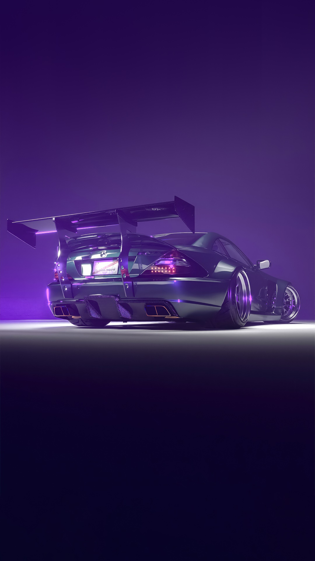 Mercedes-Benz AMG with a large rear spoiler HD Phone Wallpaper