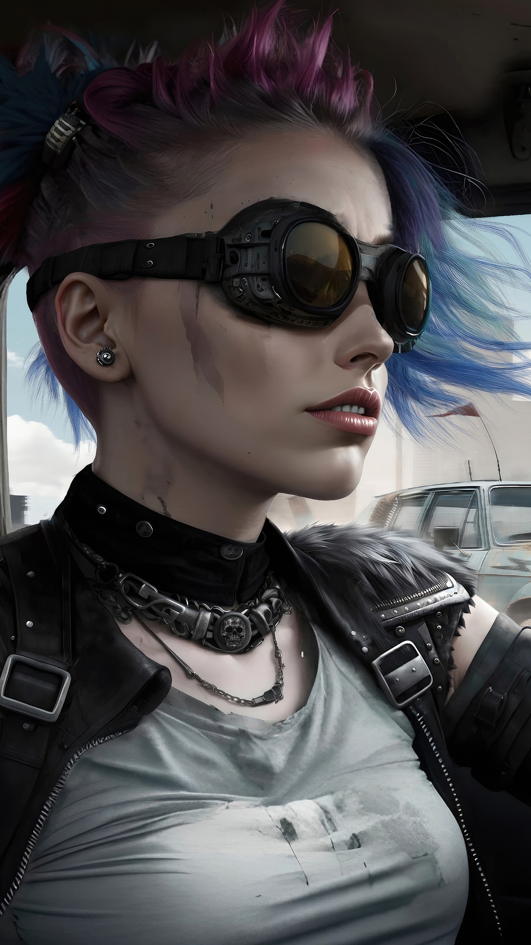 Mad Max Artwork of a Woman with Goggles HD Phone Wallpaper