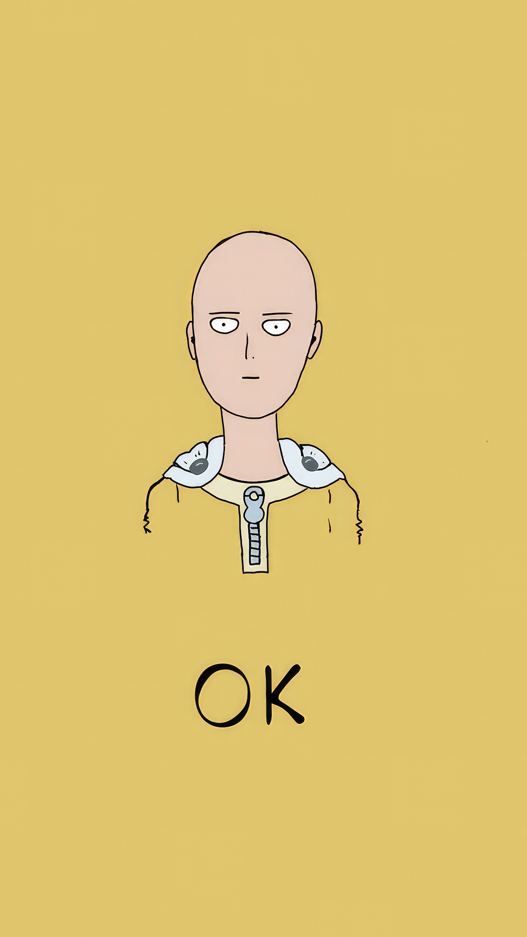 Saitama from One Punch Man with "OK" text HD Phone Wallpaper