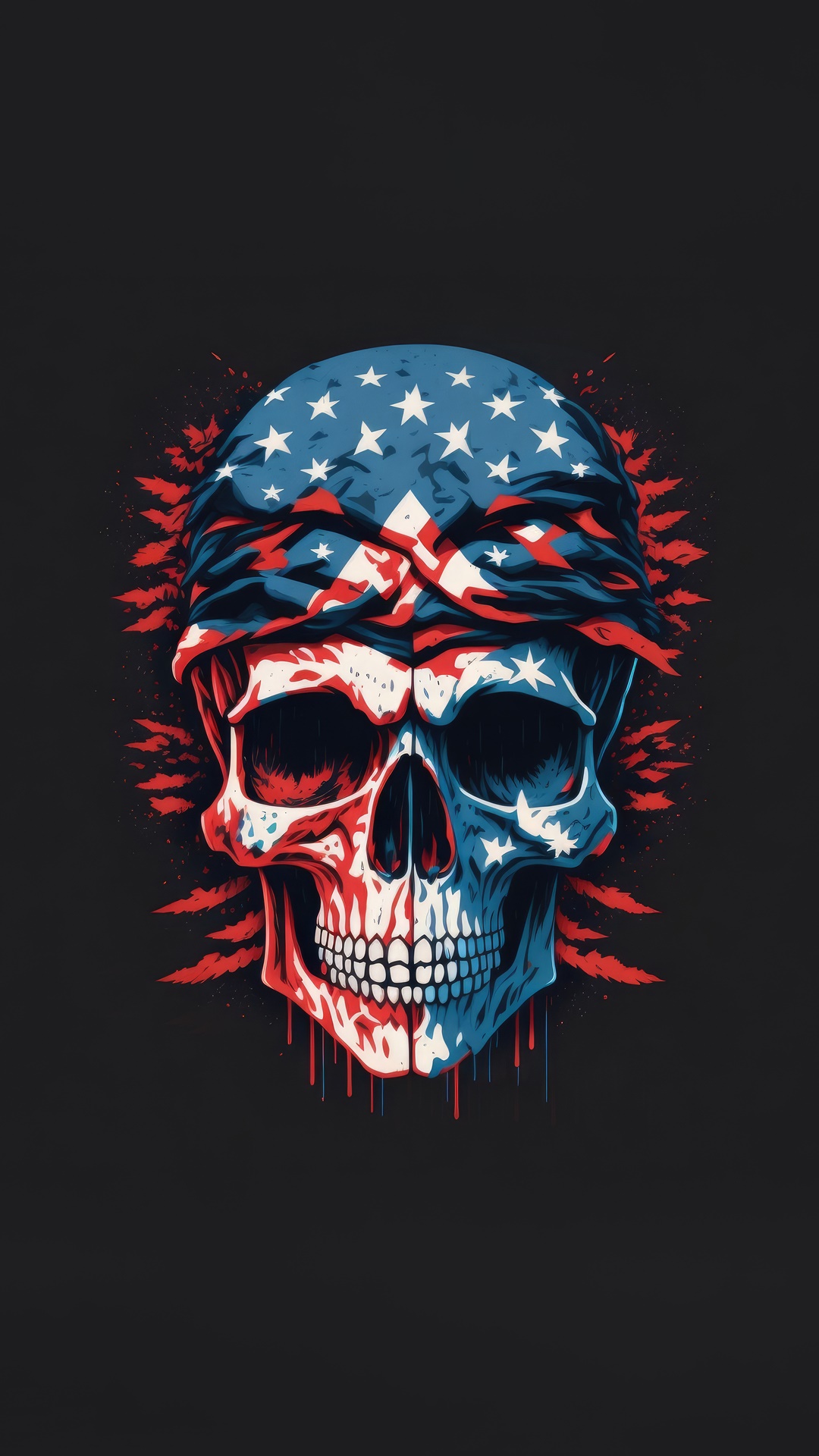 Skull with American Flag Bandana HD Phone Wallpaper