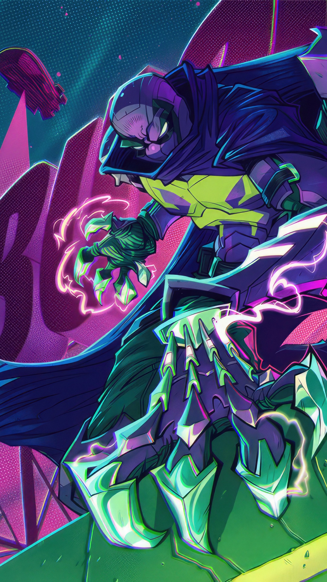 Fortnite Marvel character with purple hood and green armor HD Phone Wallpaper