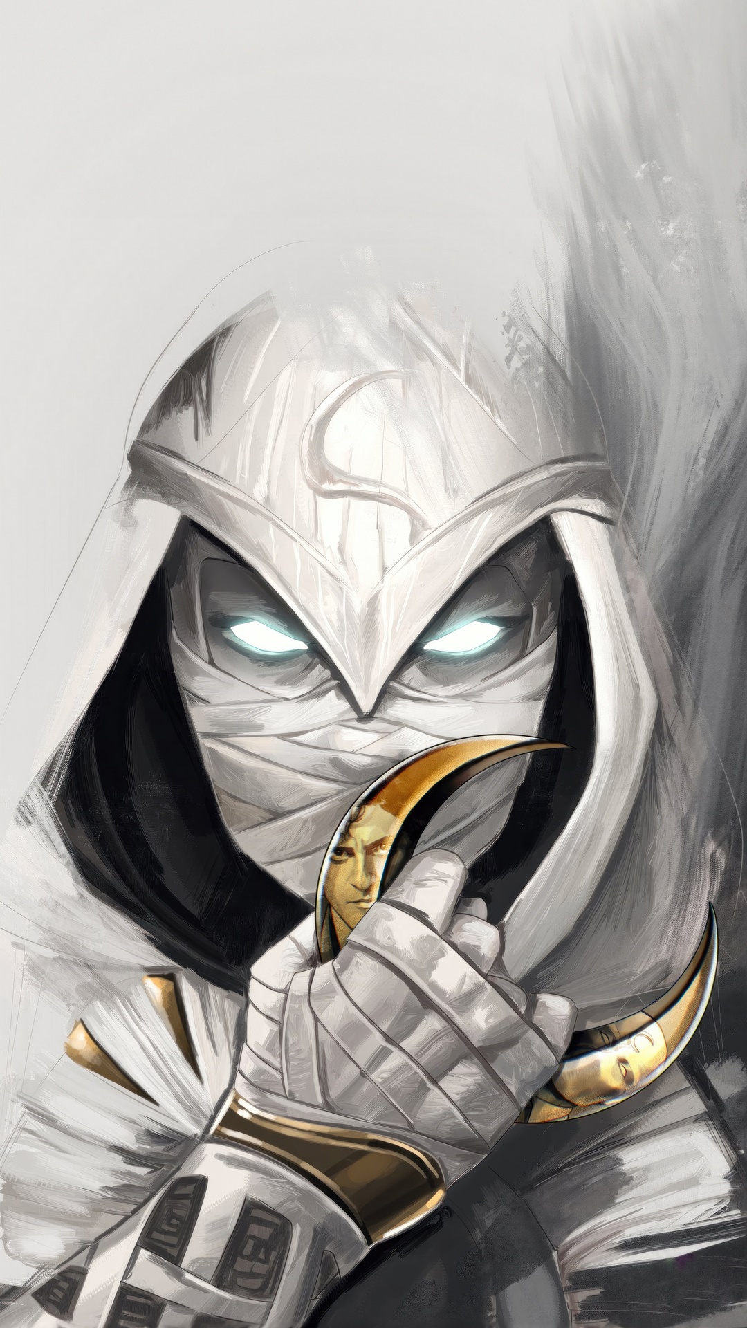 Moon Knight holding crescent darts HD Phone Wallpaper
