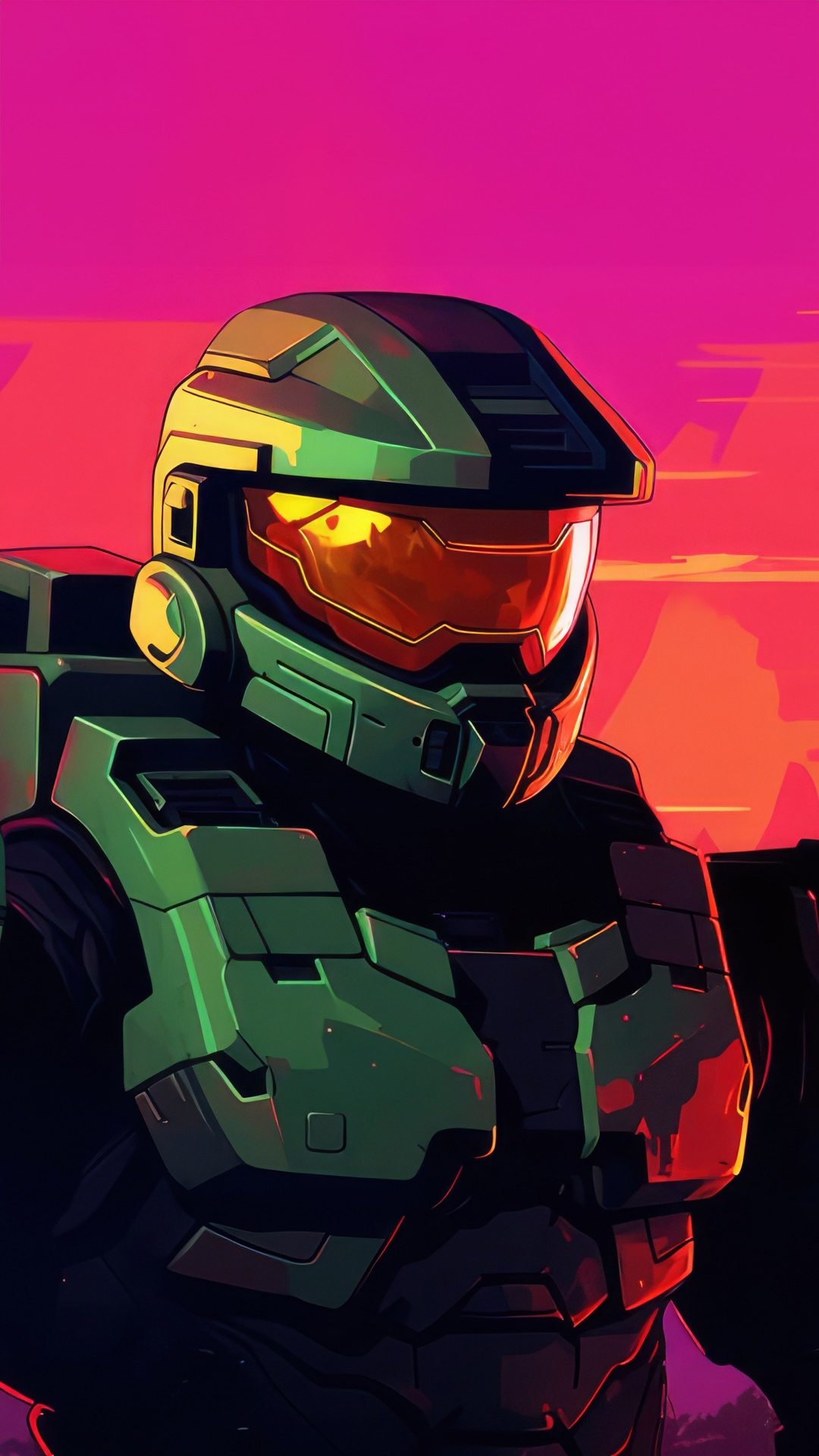 Master Chief from Halo in a stylized artwork HD Phone Wallpaper