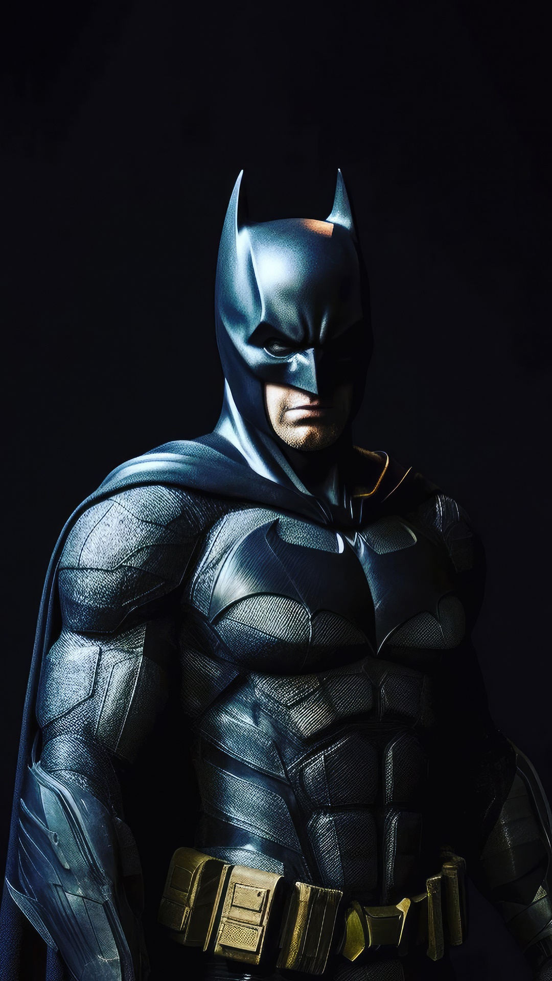 Batman in a dark, textured suit HD Phone Wallpaper