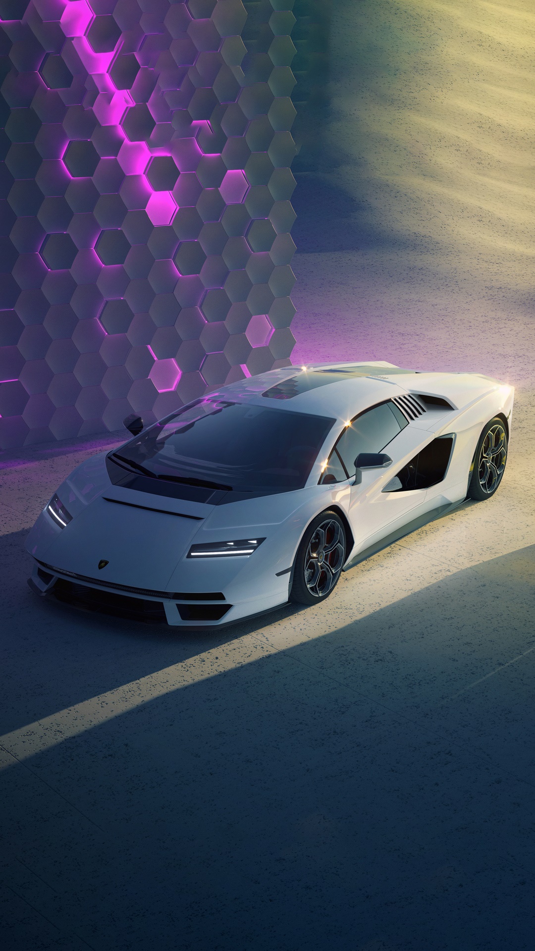 White Lamborghini Countach 4K HD Phone Wallpaper