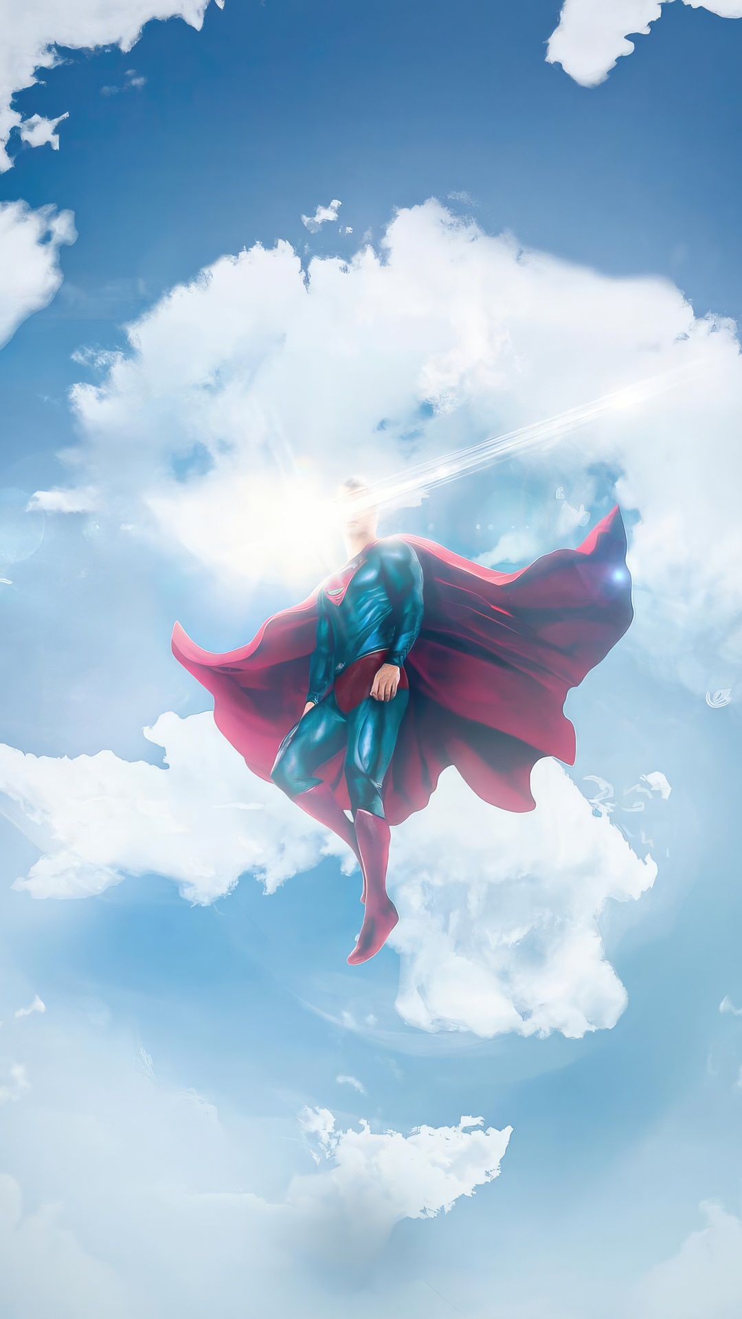 Superman flying in the sky with heat vision HD Phone Wallpaper
