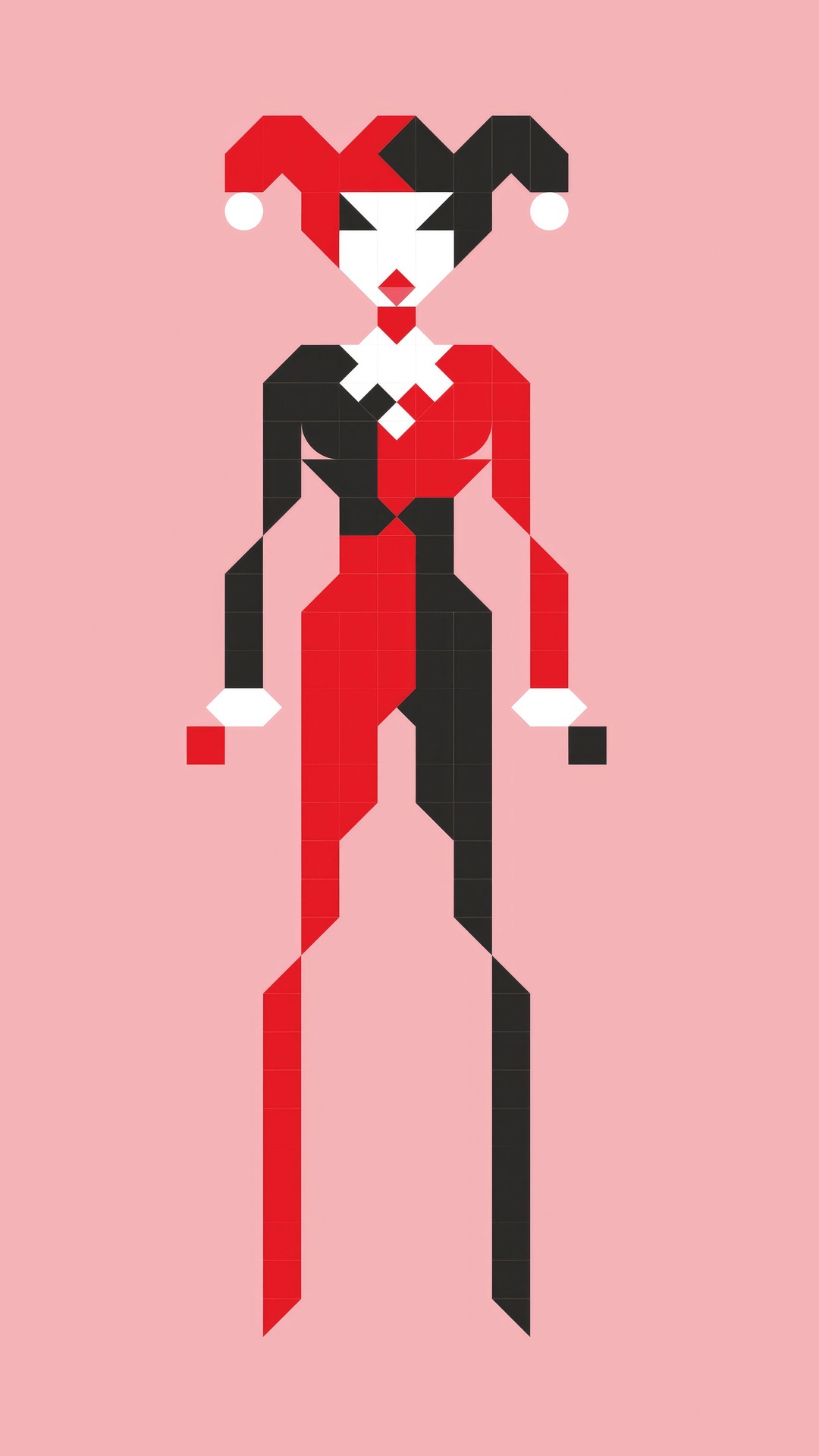 Harley Quinn artwork in red and black HD Phone Wallpaper