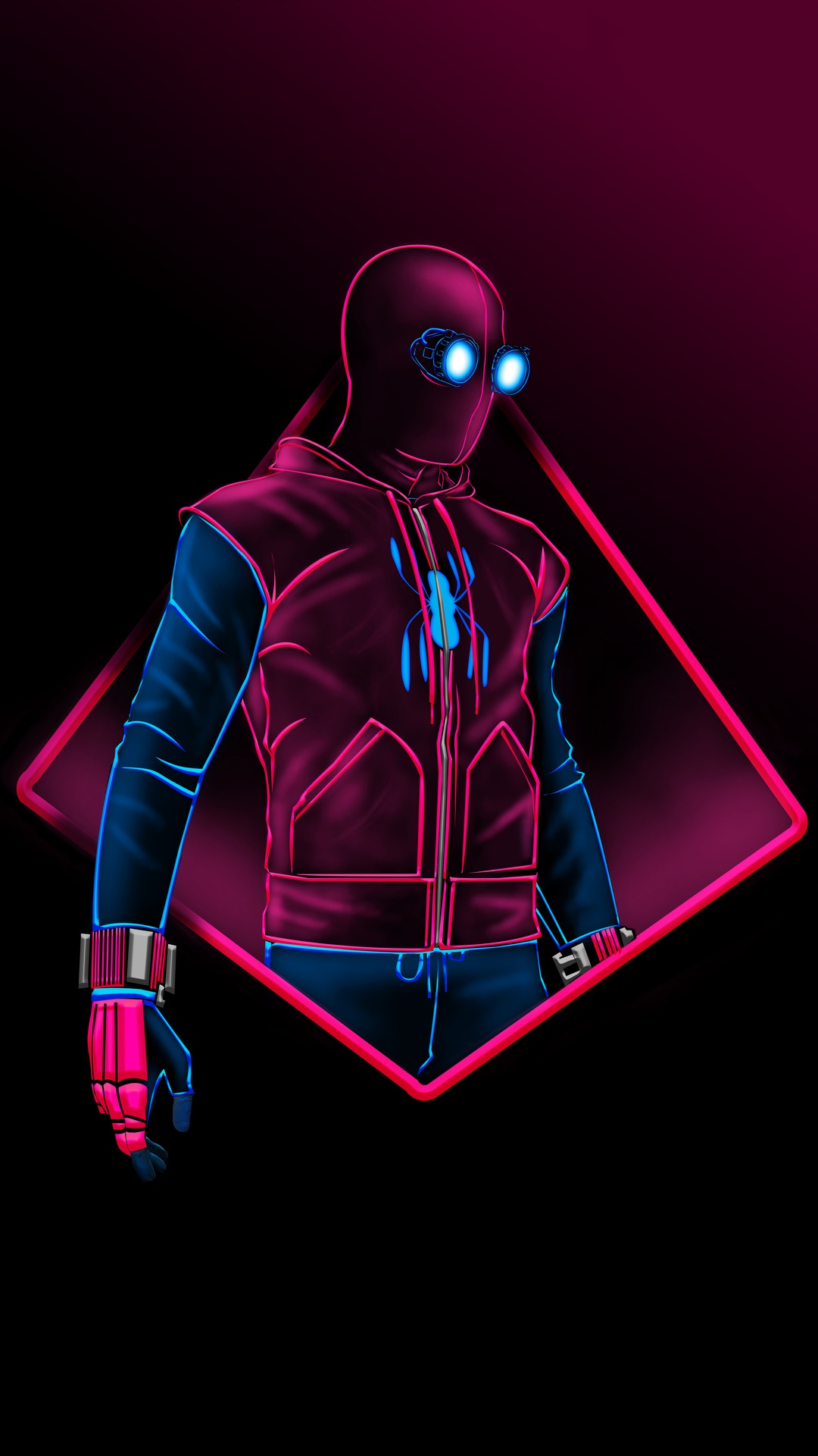 Spider-Man in Neon Suit HD Phone Wallpaper