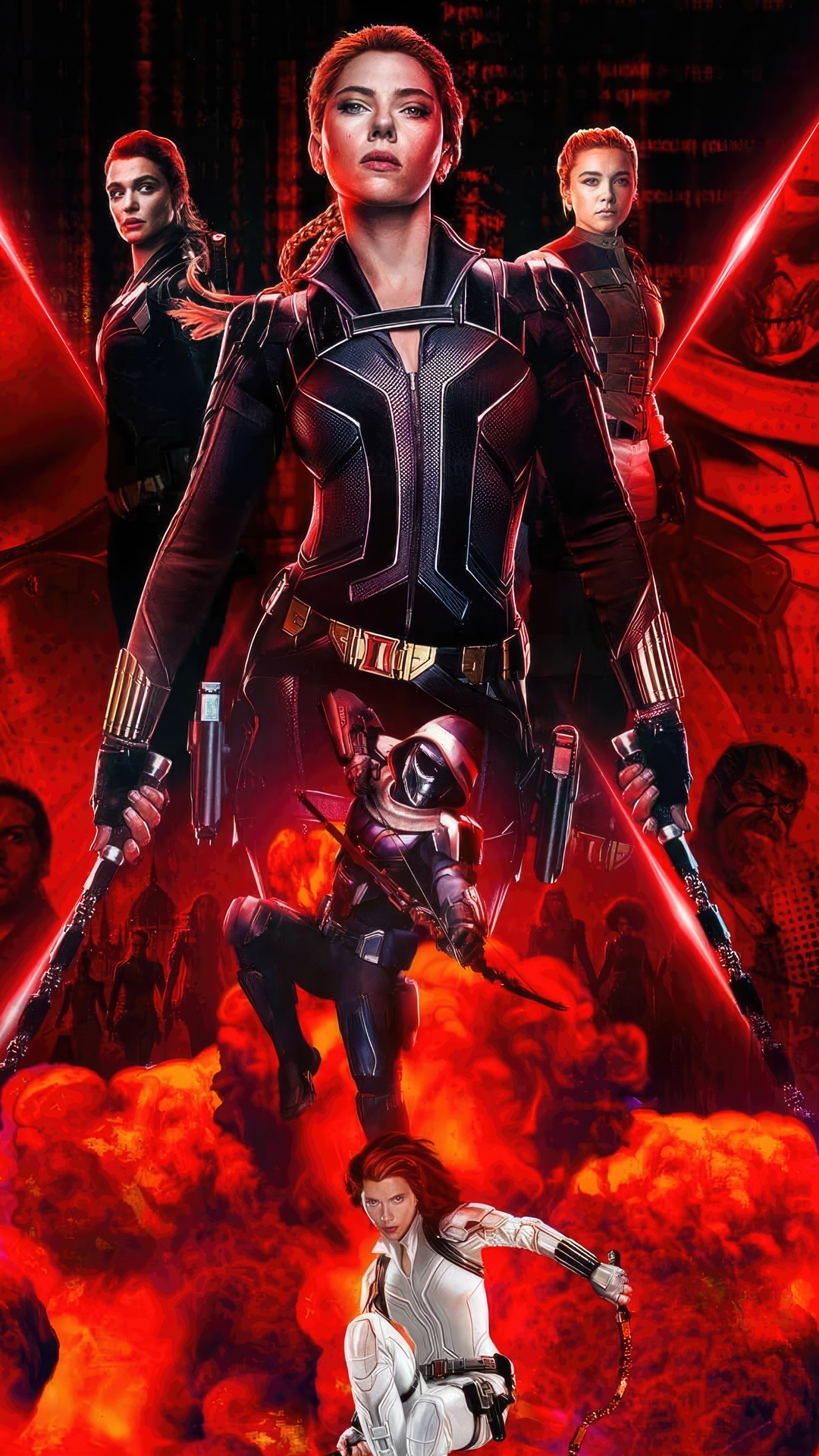 Black Widow Movie Poster with Multiple Characters HD Phone Wallpaper