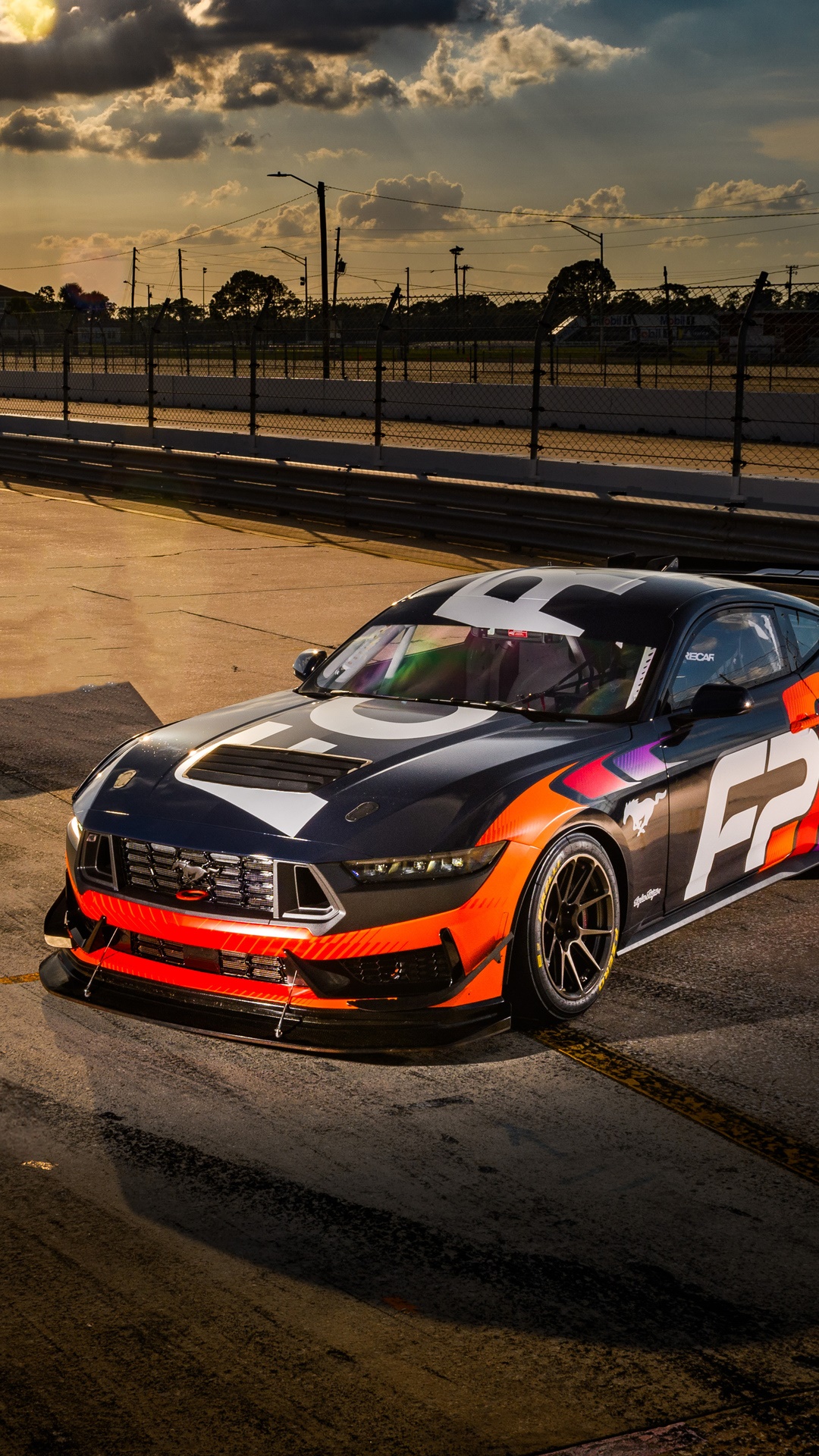 Ford Mustang race car with FP2 livery HD Phone Wallpaper