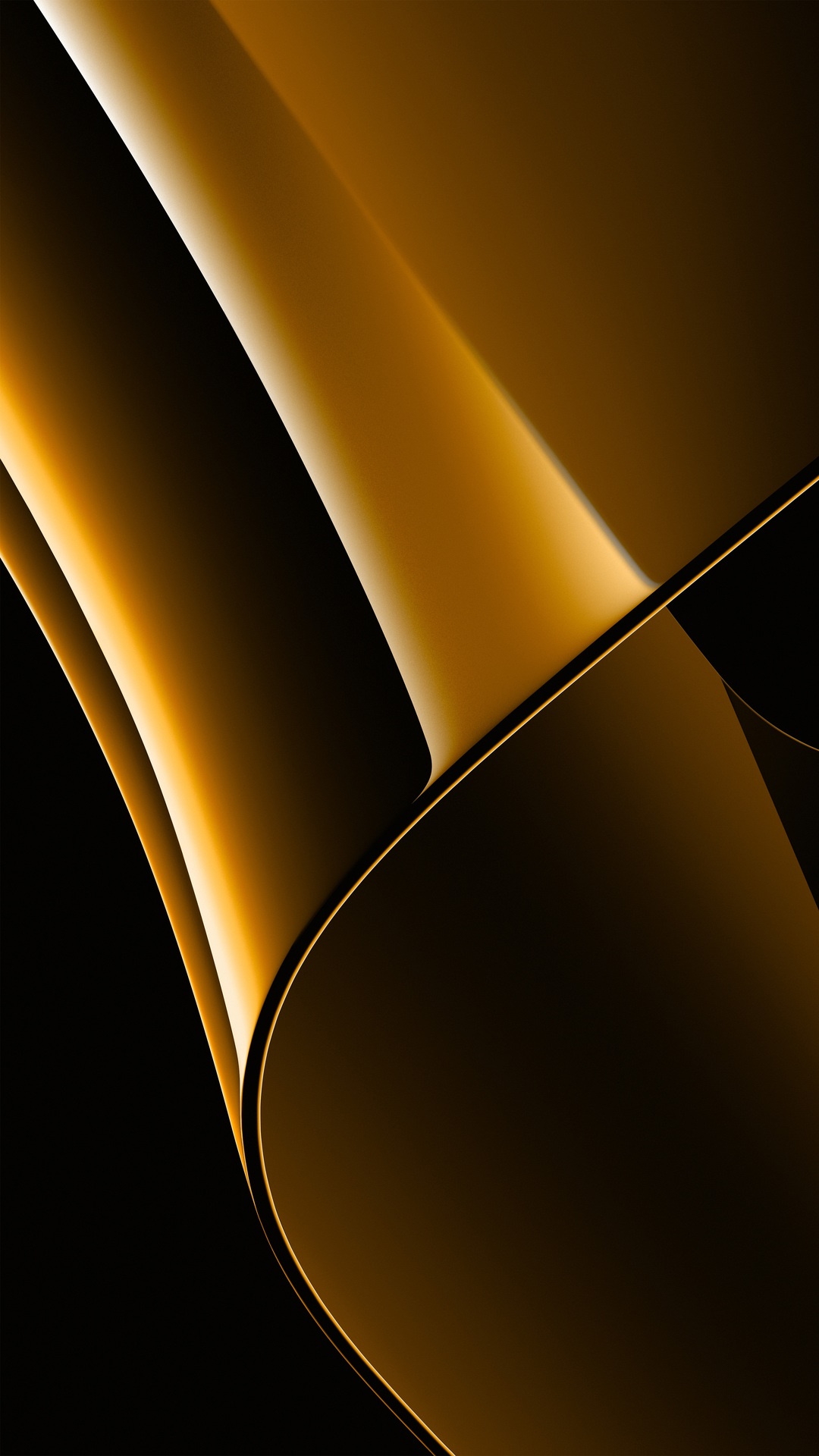 Abstract golden and black flowing shapes HD Phone Wallpaper